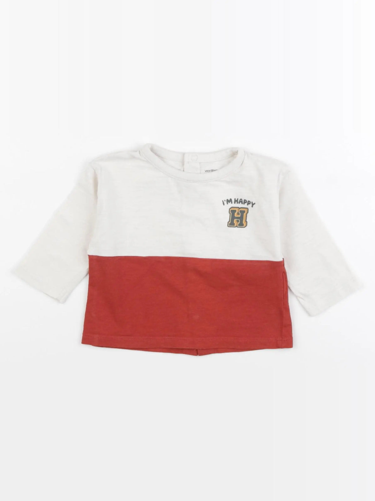 Vertbaudet - tee-shirt beige, rouge - 6 mois