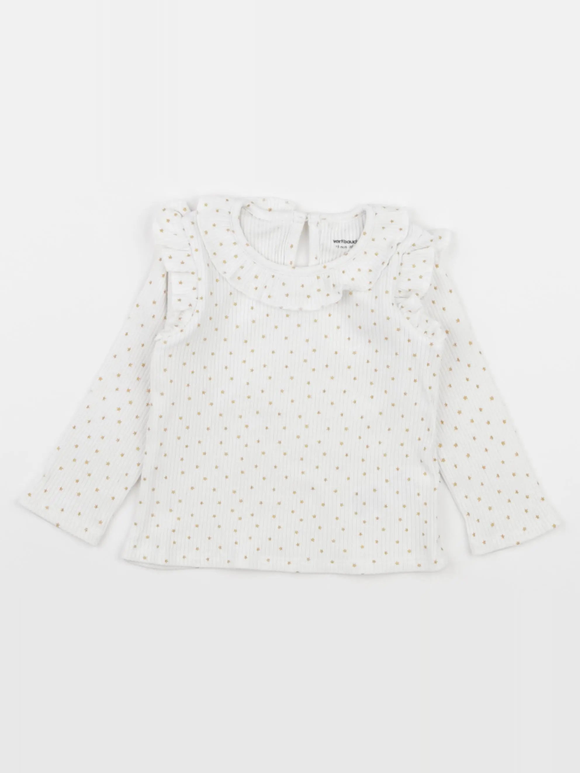 Vertbaudet - tee-shirt blanc, or - 18 mois