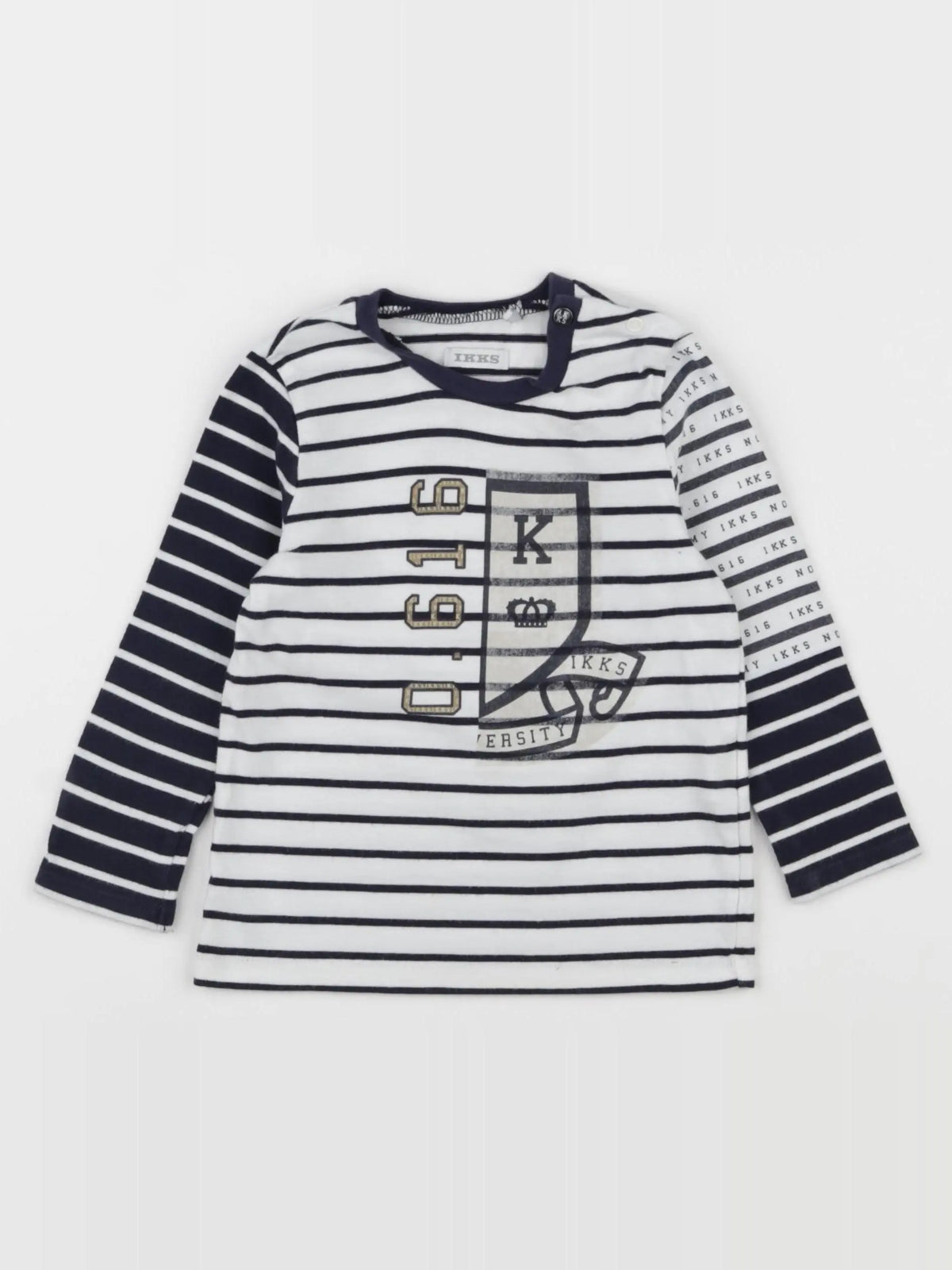 IKKS - tee-shirt blanc, bleu - 18 mois