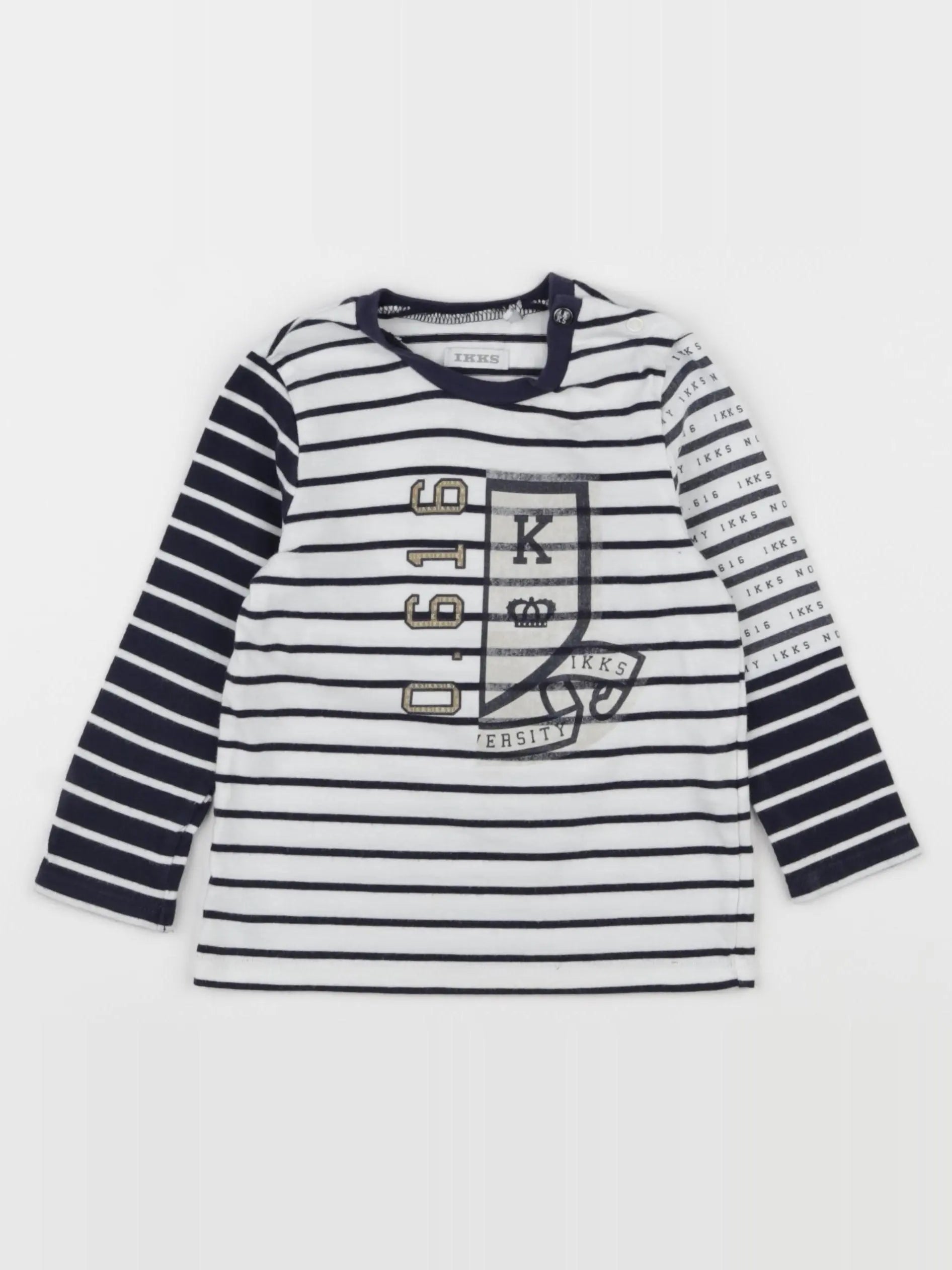 IKKS - tee-shirt blanc, bleu - 18 mois