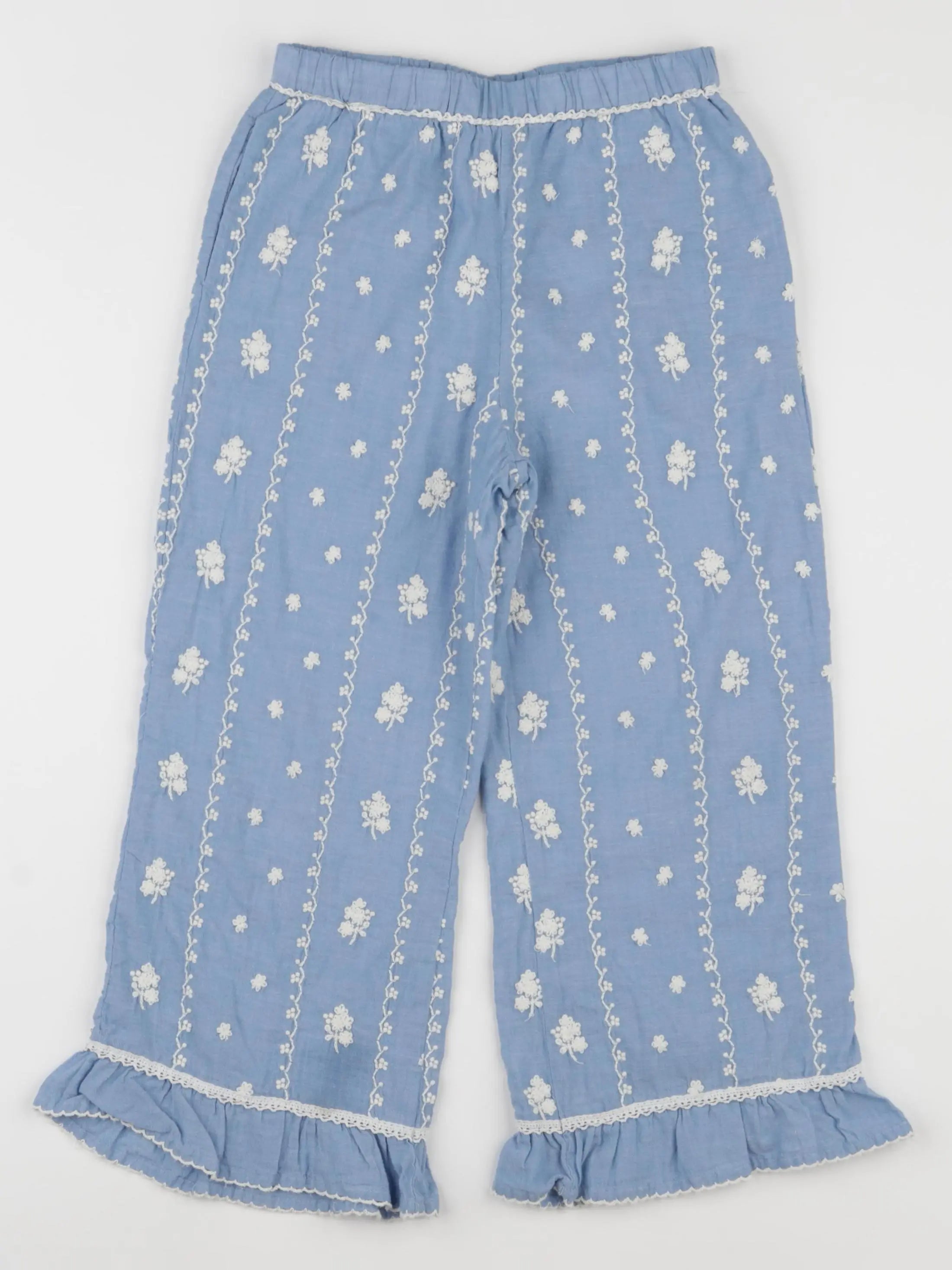 Zara - pantalon blanc, bleu - 7 ans