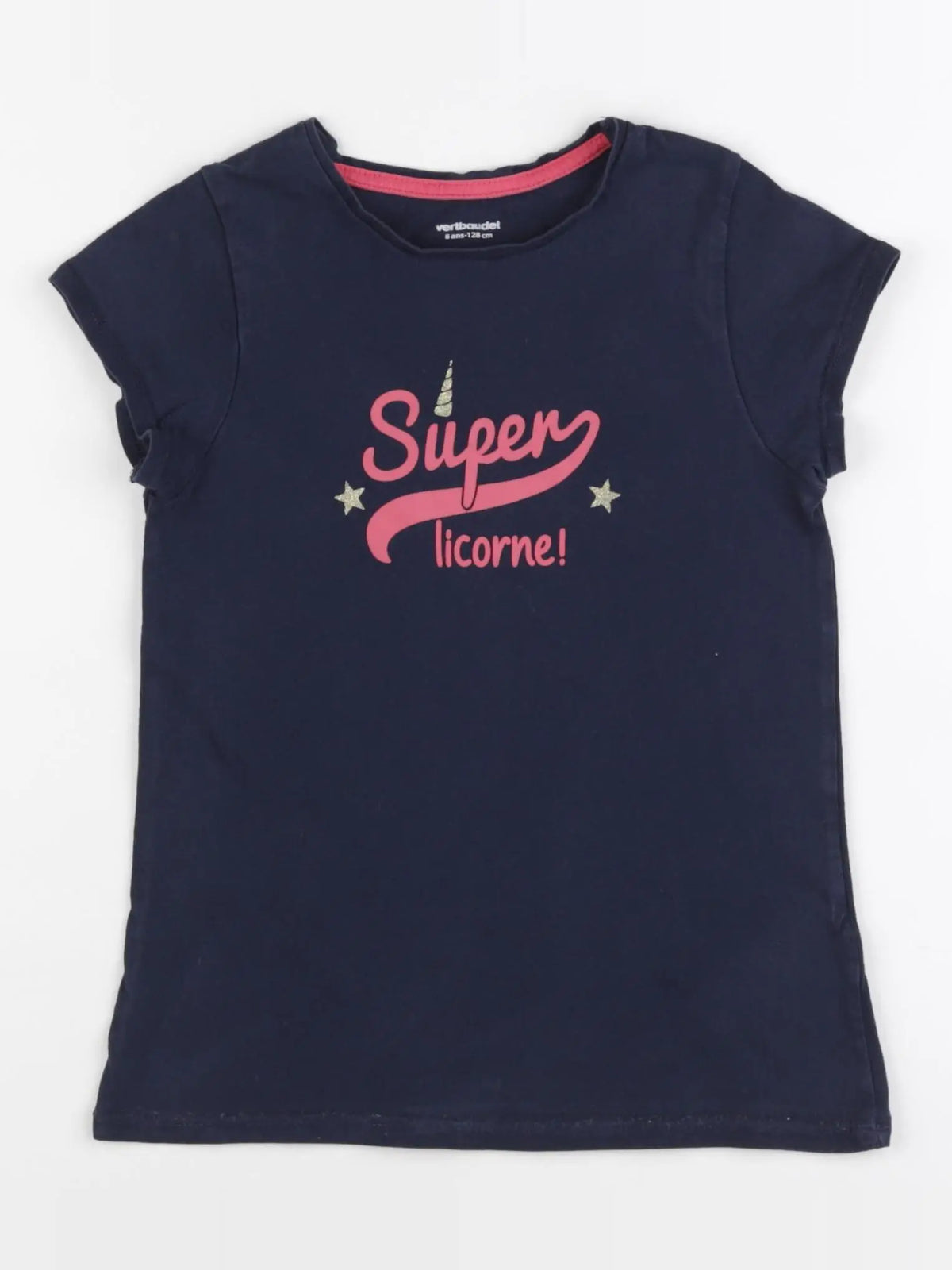 Vertbaudet - tee-shirt bleu - 8 ans
