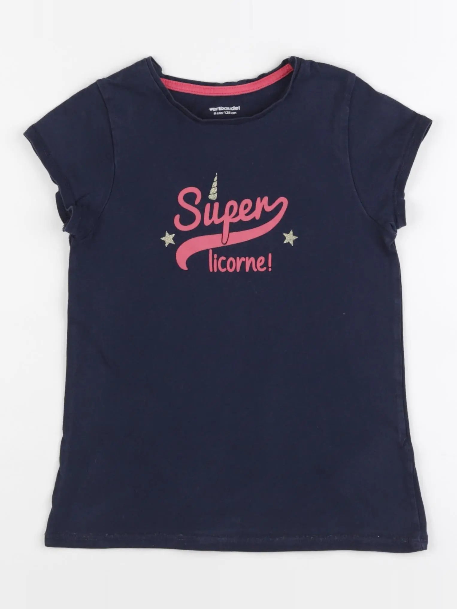 Vertbaudet - tee-shirt bleu - 8 ans