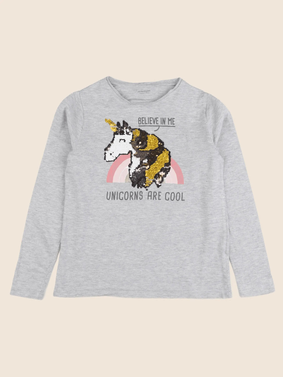 Vertbaudet - tee-shirt gris, or - 10 ans