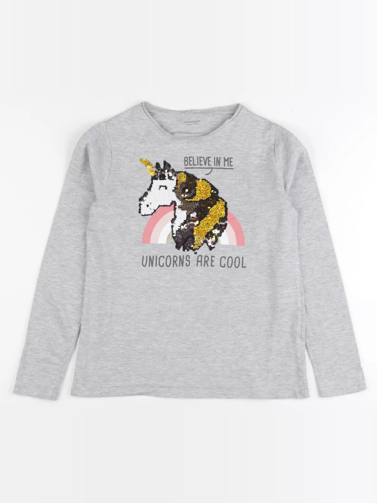 Vertbaudet - tee-shirt gris, or - 10 ans