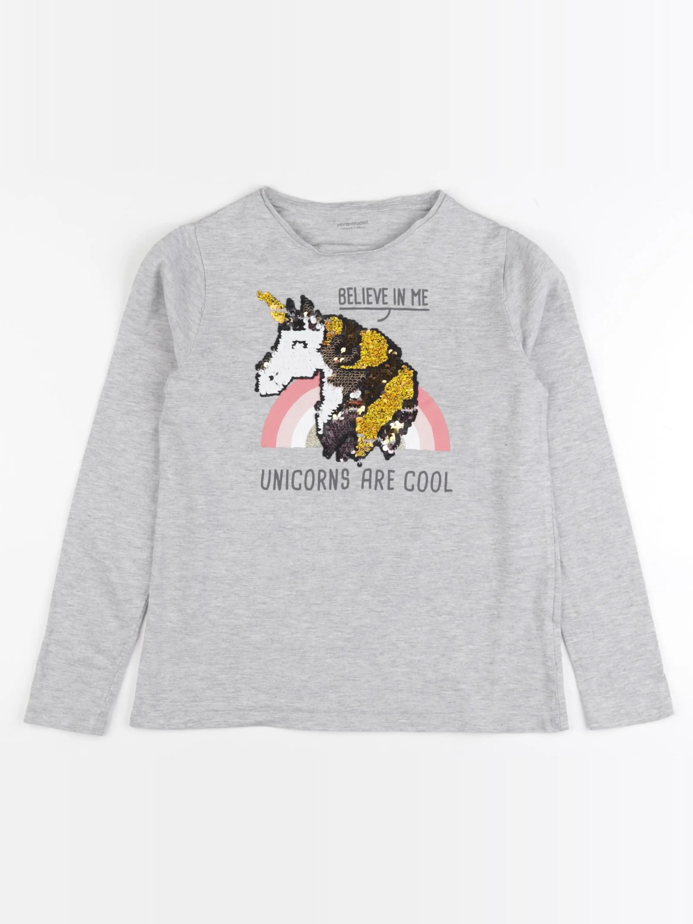 Vertbaudet - tee-shirt gris, or - 10 ans