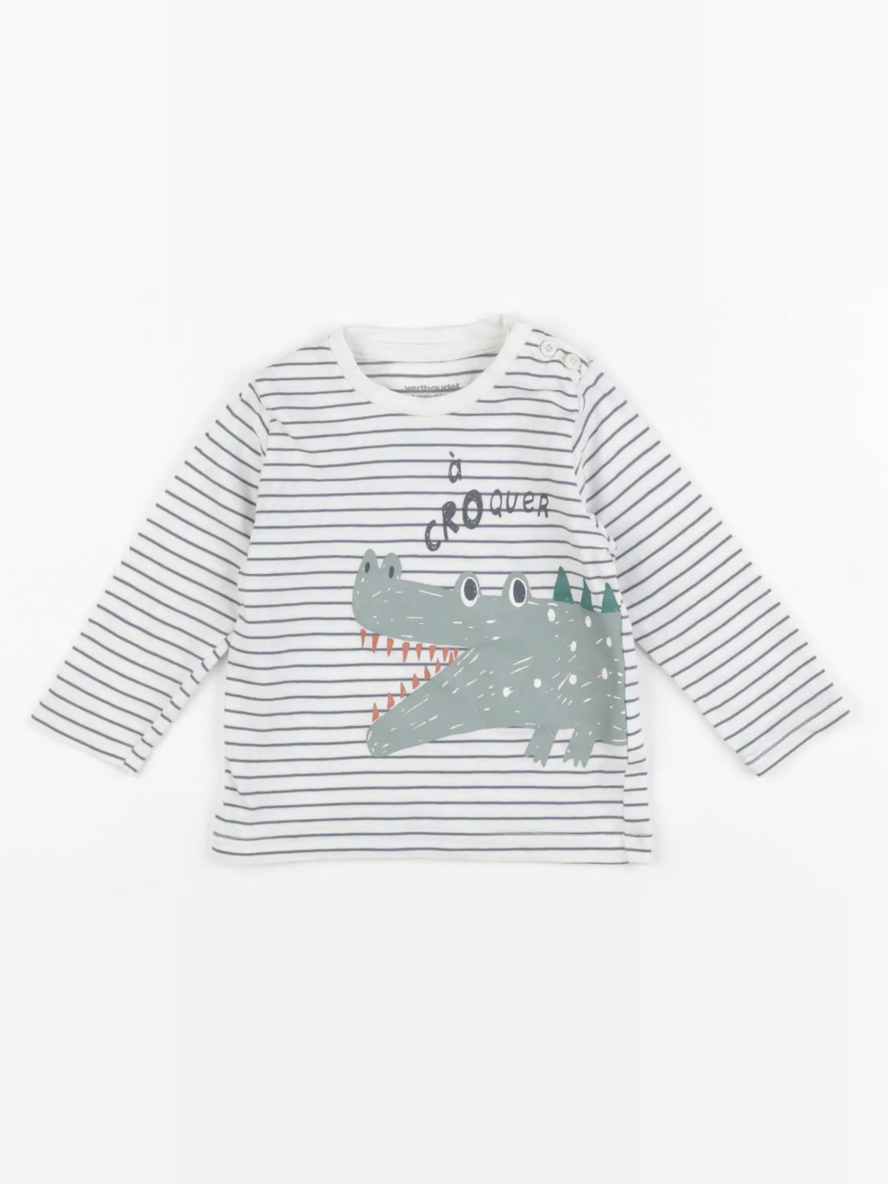 Vertbaudet - tee-shirt blanc, bleu - 6 mois