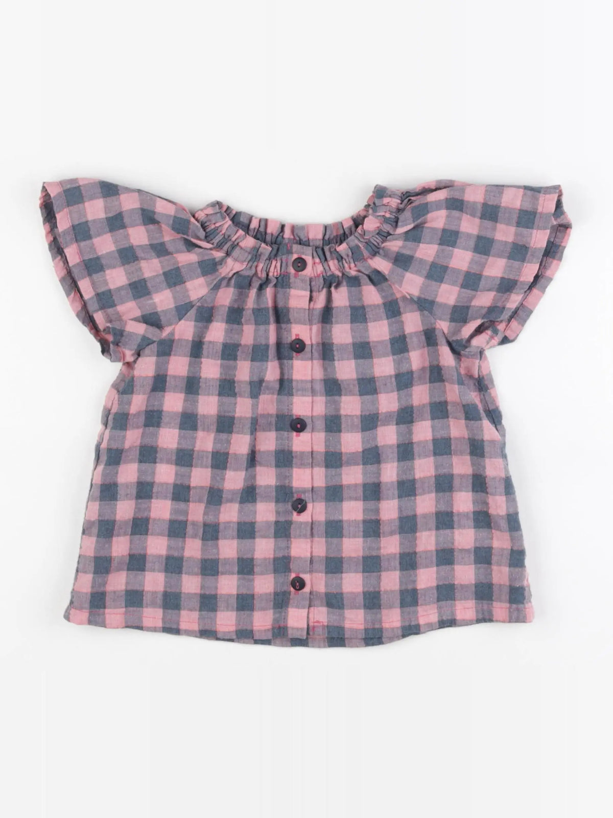 Frangin Frangine - blouse gris, rose - 3 ans