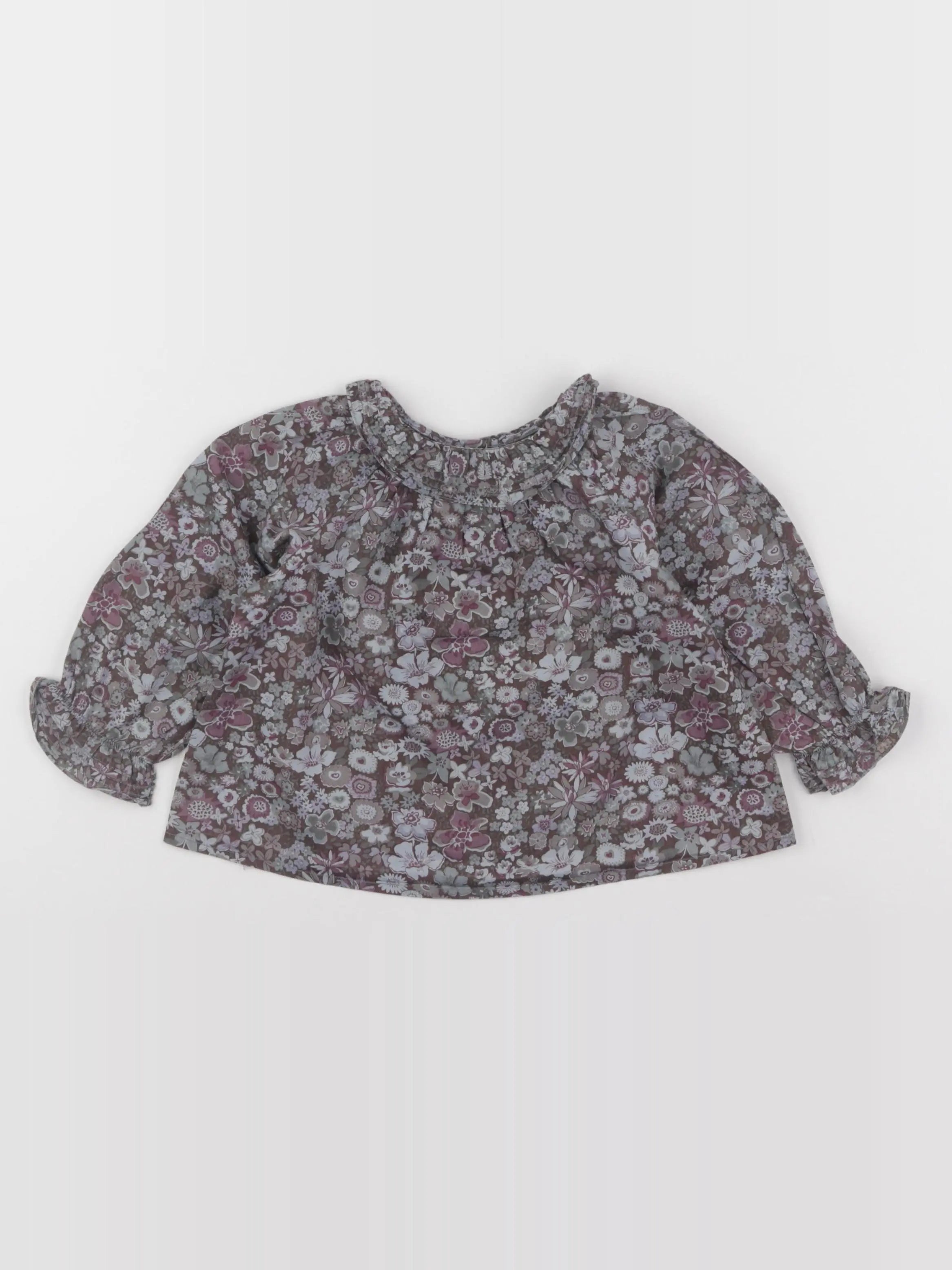 Bonpoint - blouse violet, gris - 18 mois