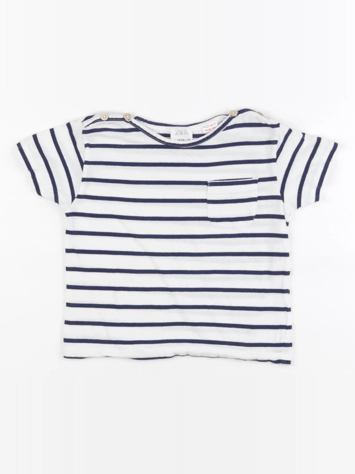 Zara - tee-shirt blanc, bleu - 18/24 mois