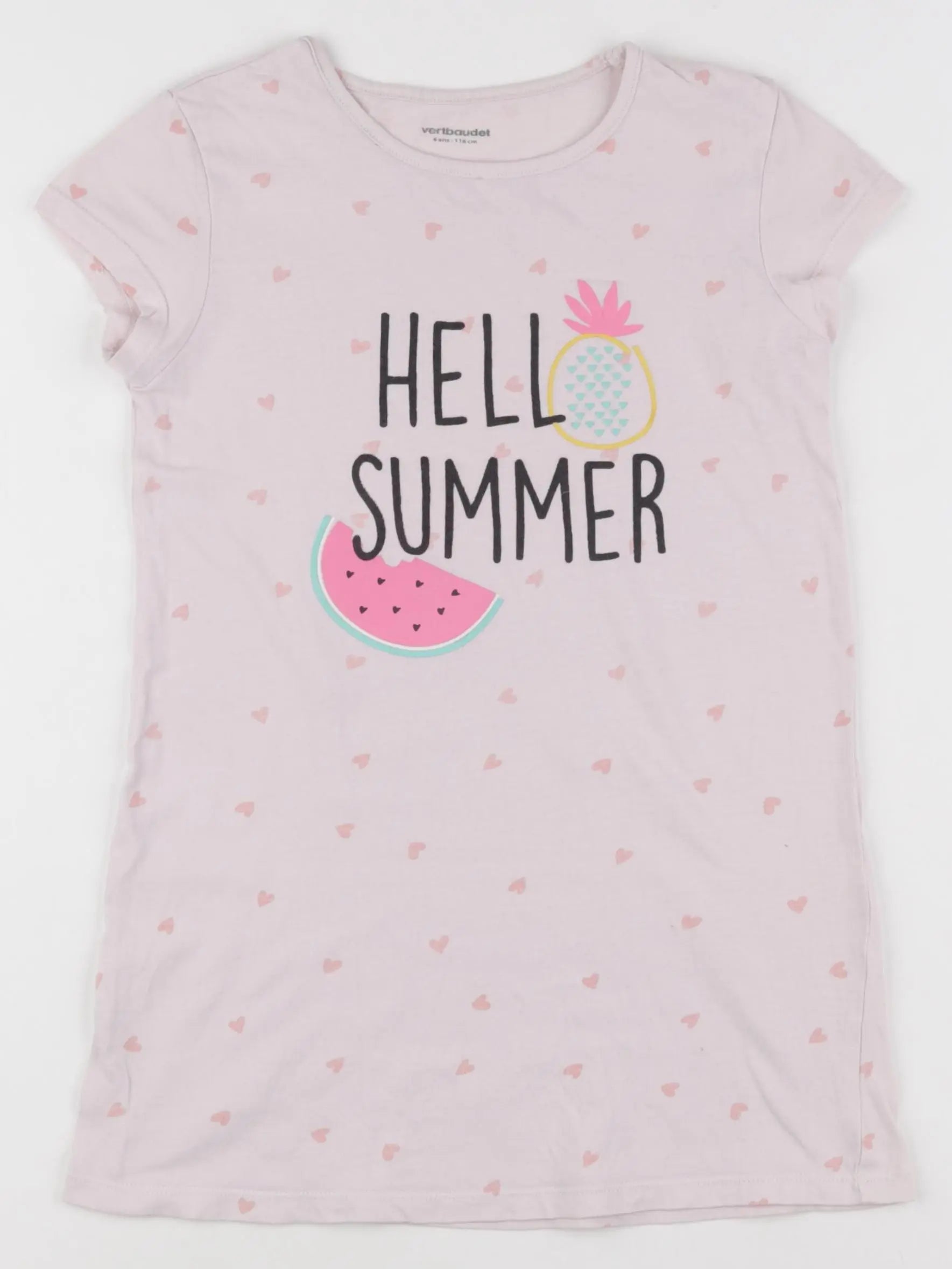 Vertbaudet - chemise de nuit coton rose - 6 ans