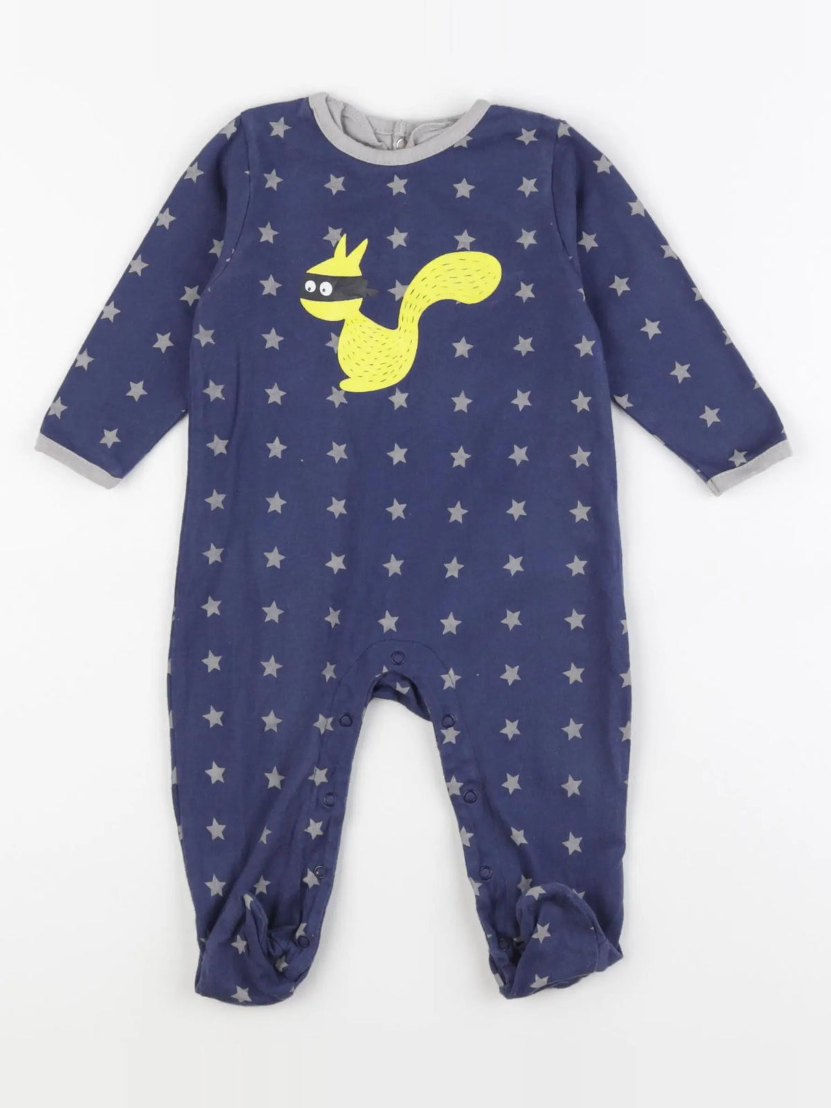 La queue du chat - pyjama coton bleu - 3 mois