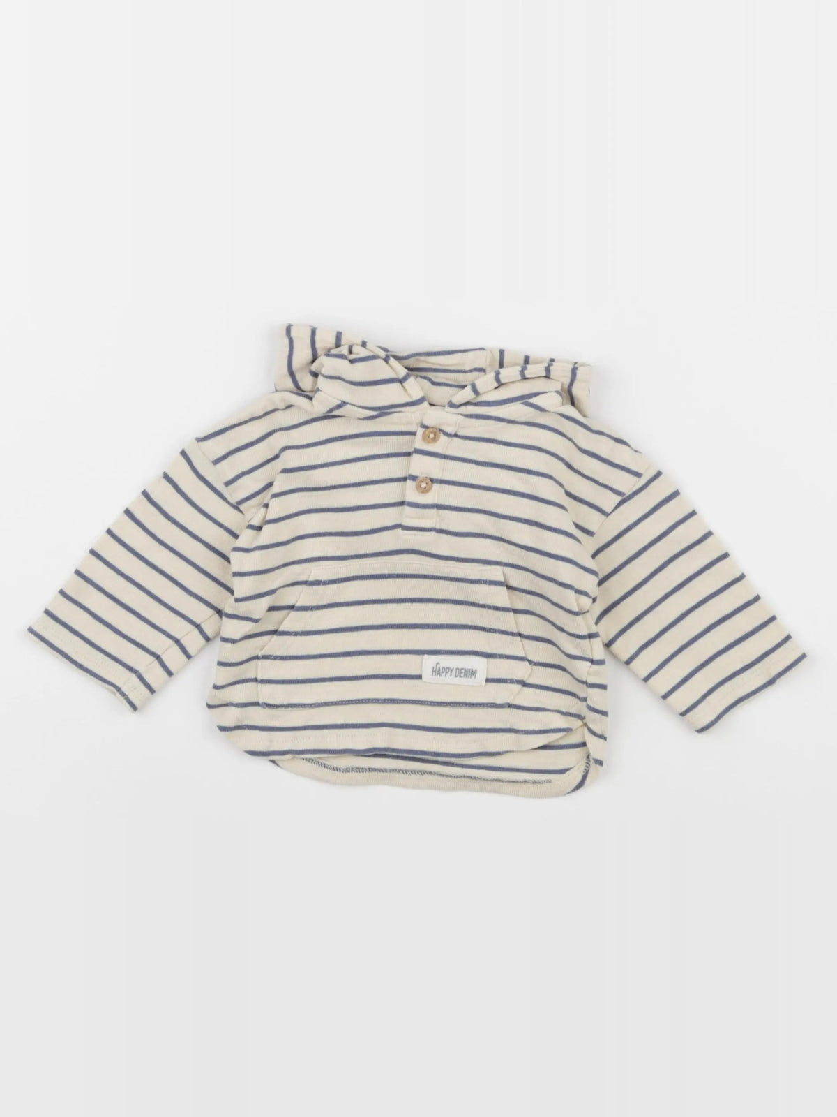 Vertbaudet - tee-shirt beige, bleu - 6 mois
