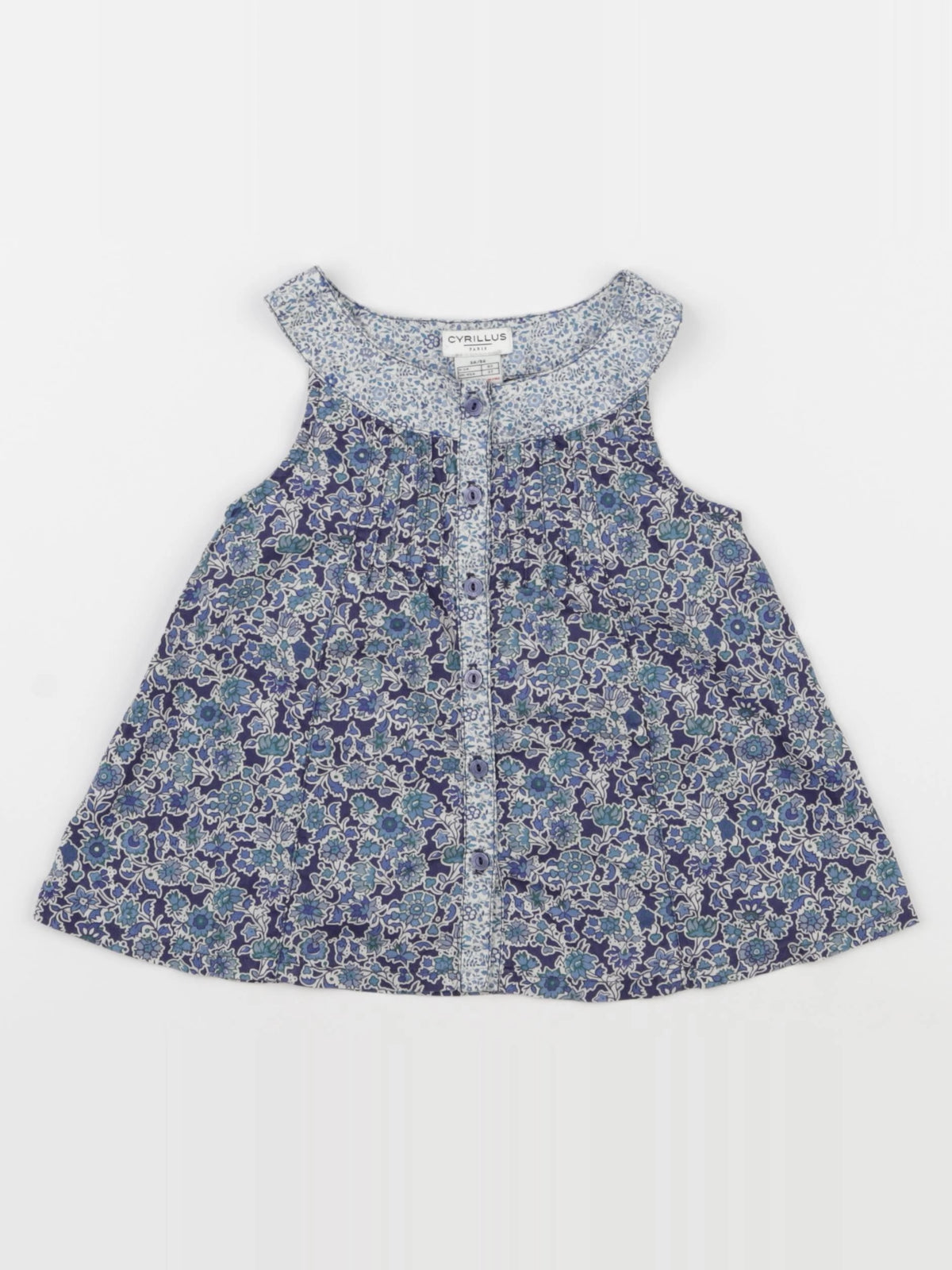 Cyrillus - blouse bleu, blanc - 3 ans