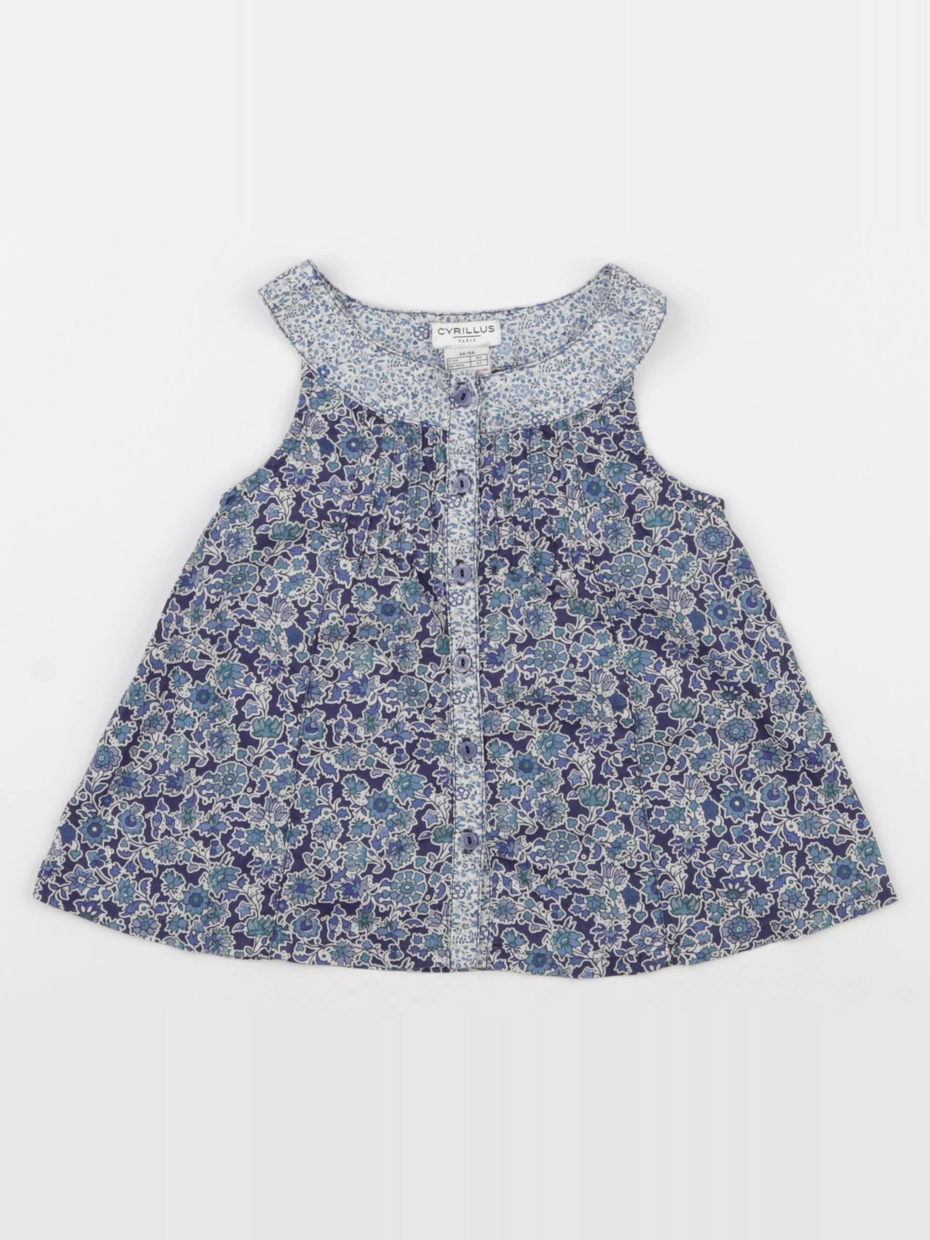 Cyrillus - blouse bleu, blanc - 3 ans