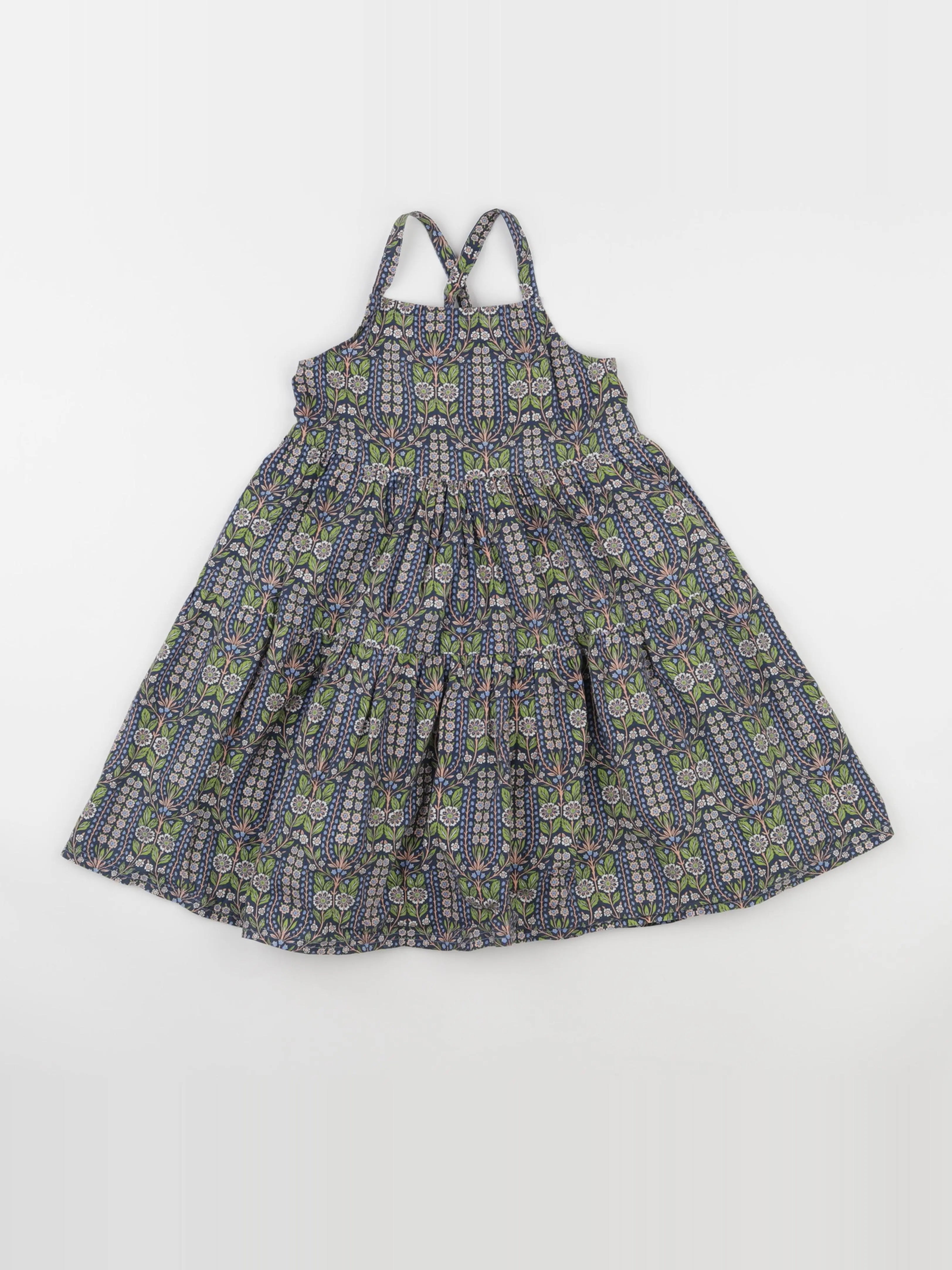 Monoprix - robe bleu, vert - 5/6 ans