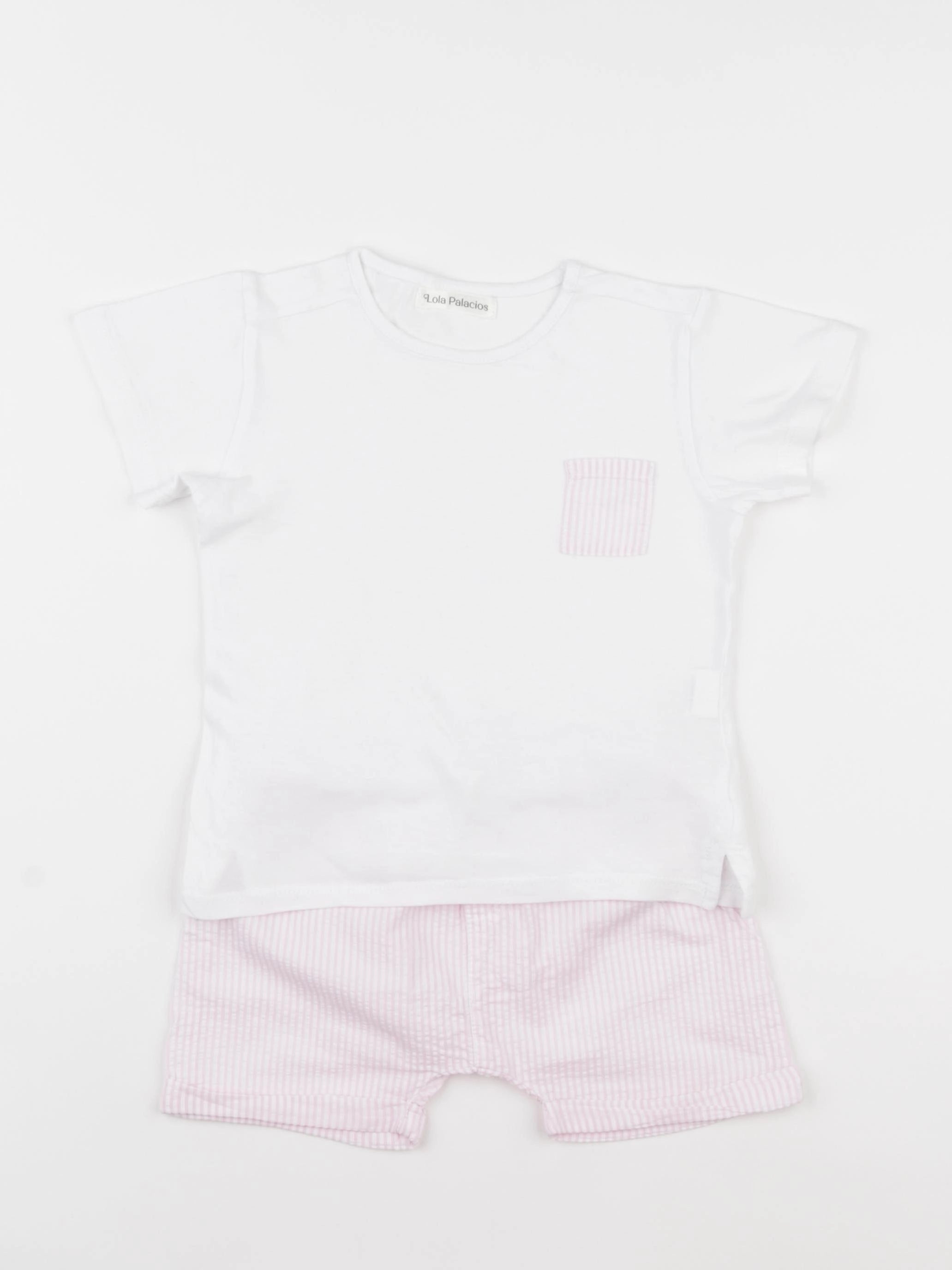 Lola Palacios - pyjama coton rose, blanc - 2 ans