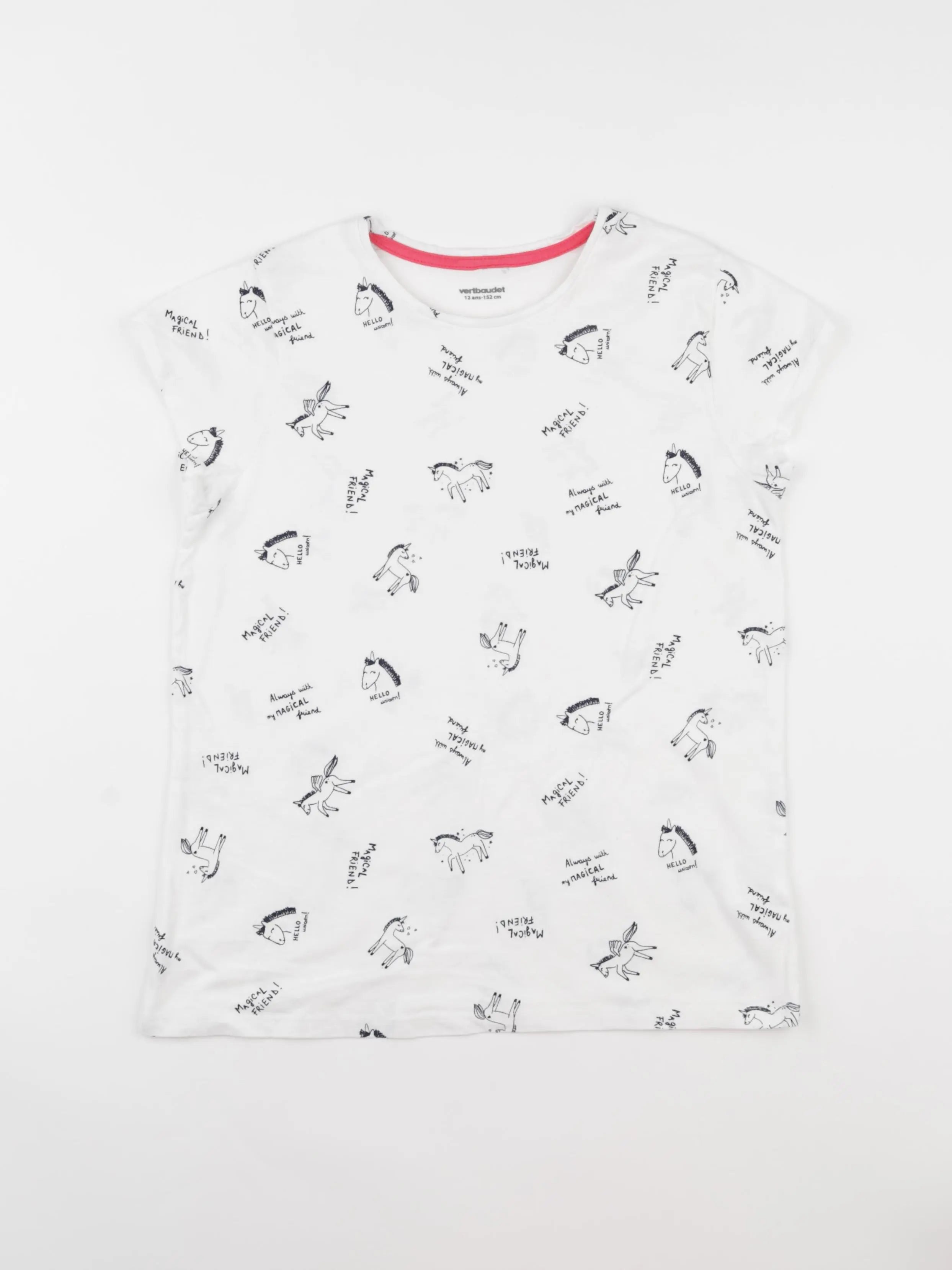 Vertbaudet - tee-shirt blanc, bleu - 12 ans