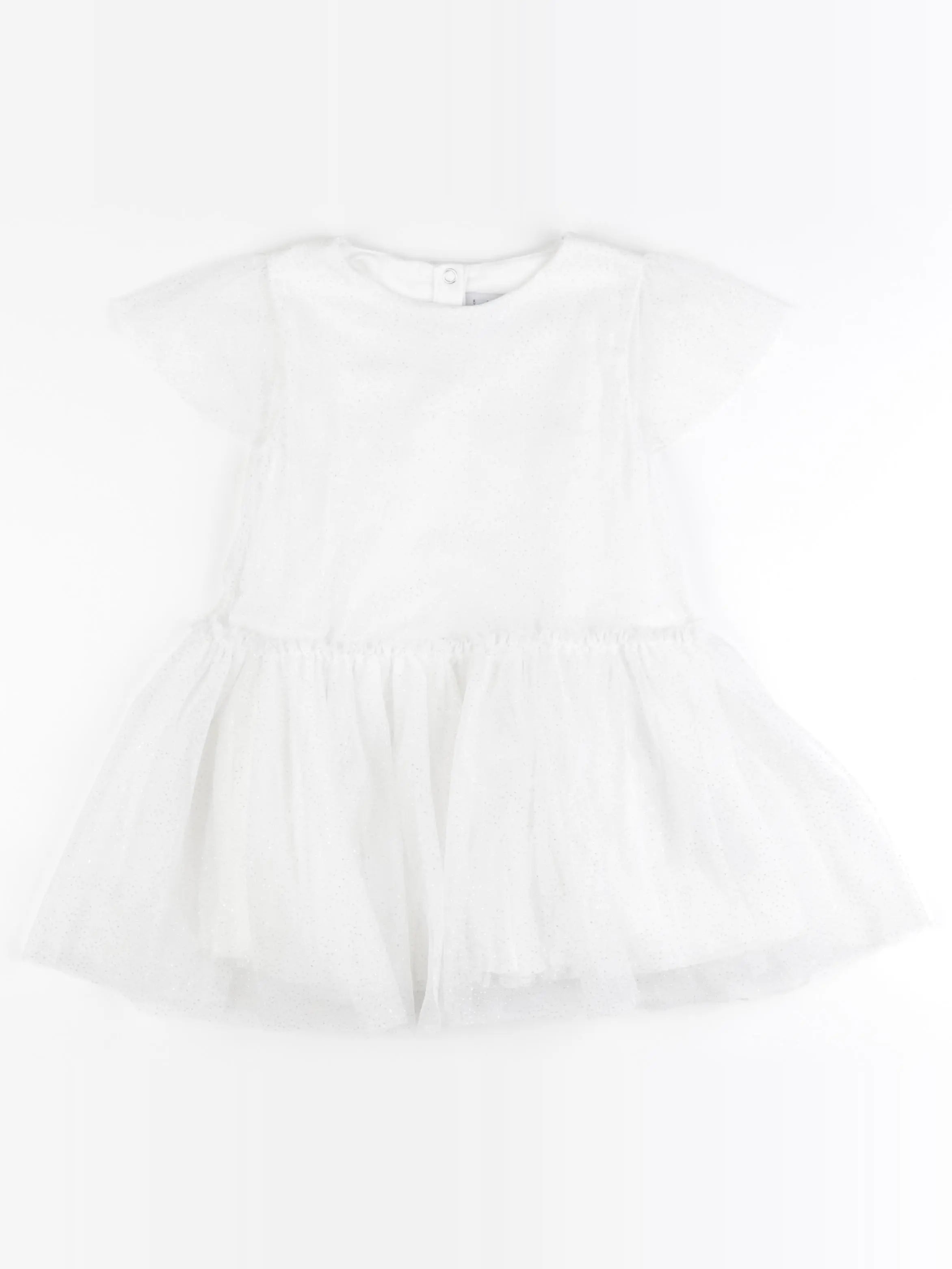Petit Bateau - robe blanc, argent - 4 ans