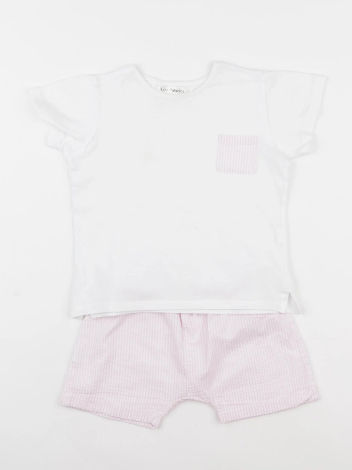 Lola Palacios - pyjama coton blanc, rose - 3 ans