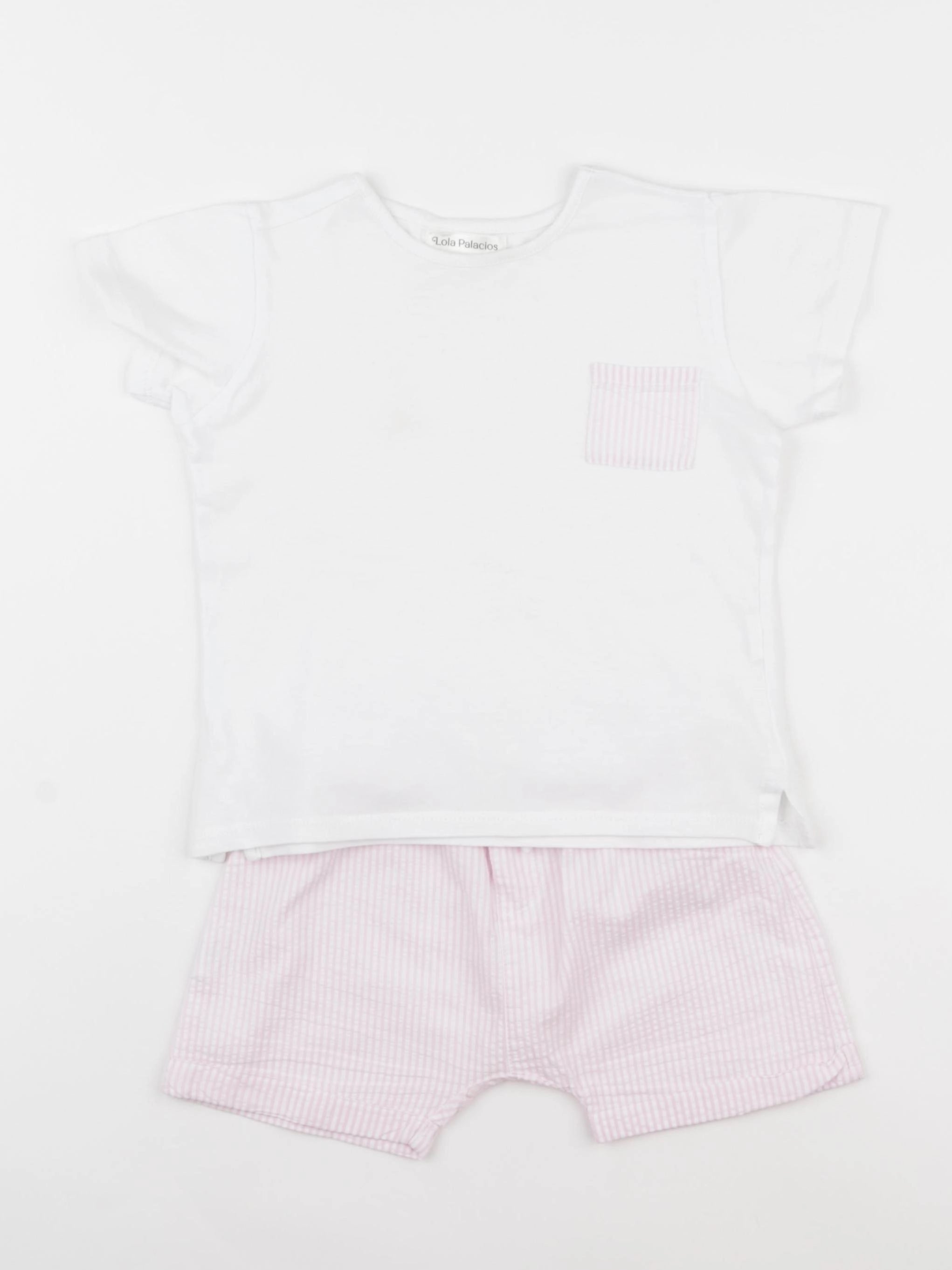 Lola Palacios - pyjama coton blanc, rose - 3 ans