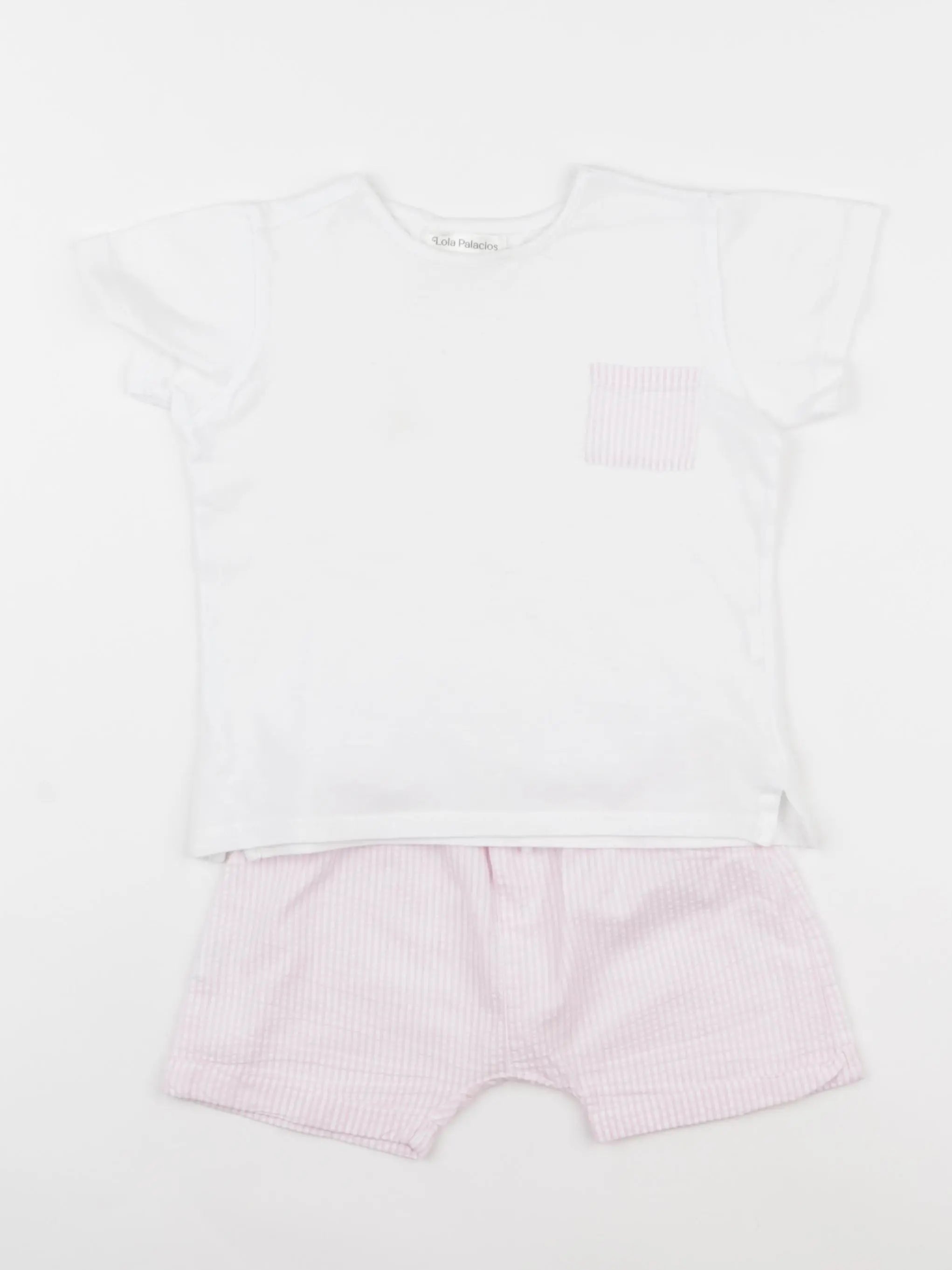 Lola Palacios - pyjama coton blanc, rose - 3 ans