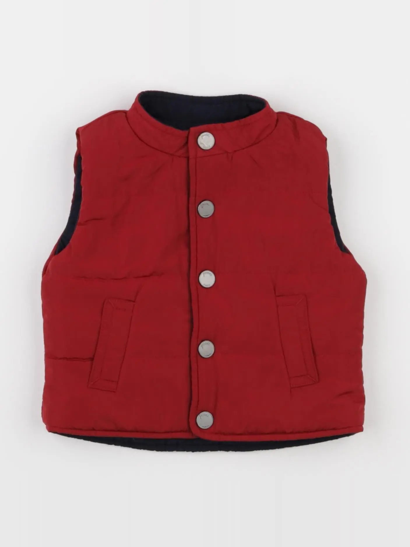 Jacadi - doudoune réversible rouge, bleu - 6 mois