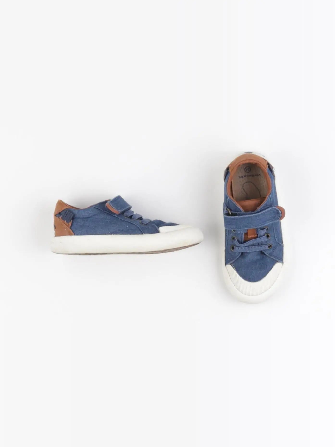 Vertbaudet - tennis à scratch/ lacets bleu - pointure 24