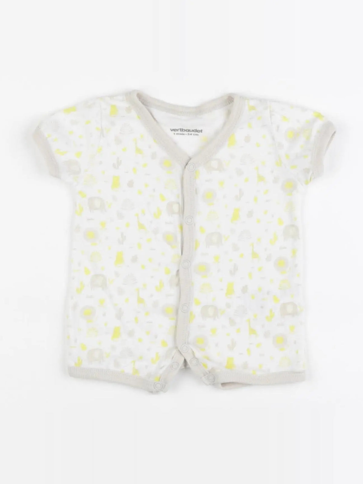Vertbaudet - pyjama coton blanc, jaune - 1 mois