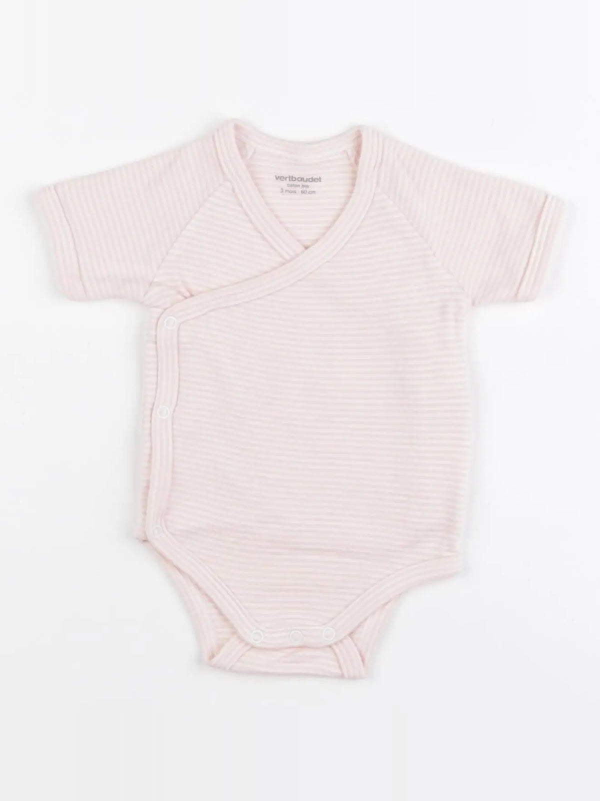Vertbaudet - body rose, blanc - 3 mois