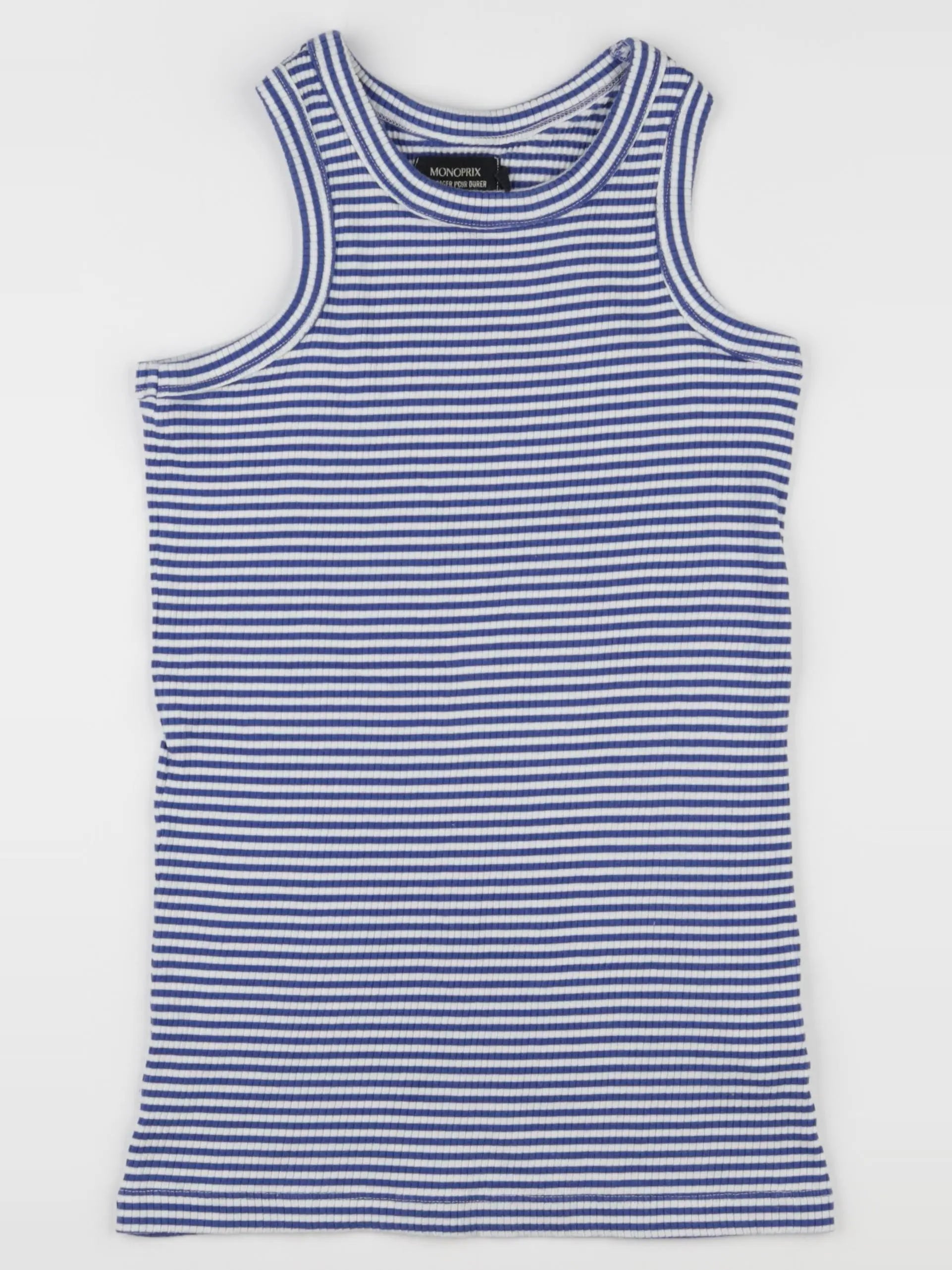 Monoprix - débardeur bleu, blanc - 10 ans