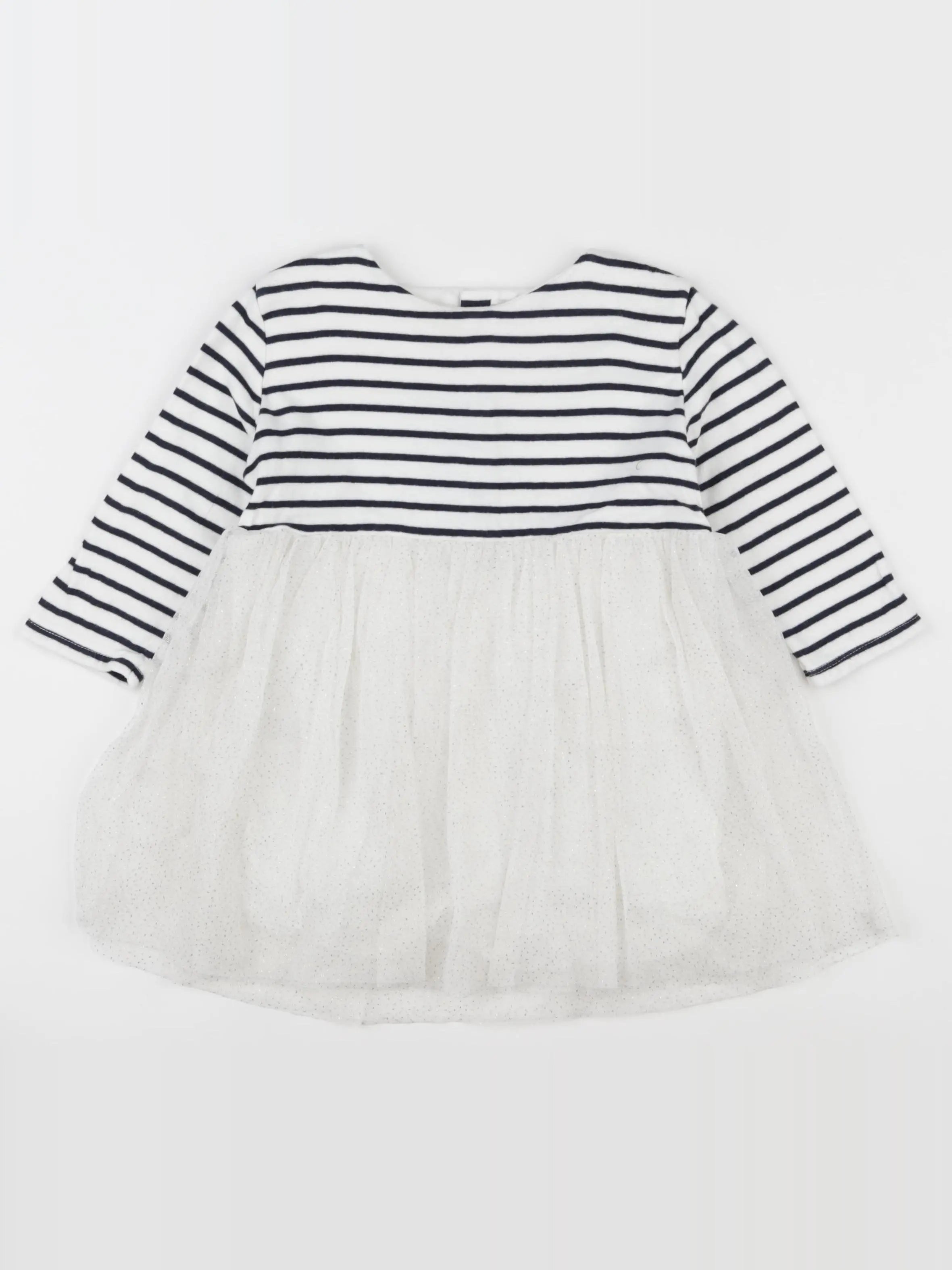 Petit Bateau - robe bleu, blanc - 24 mois