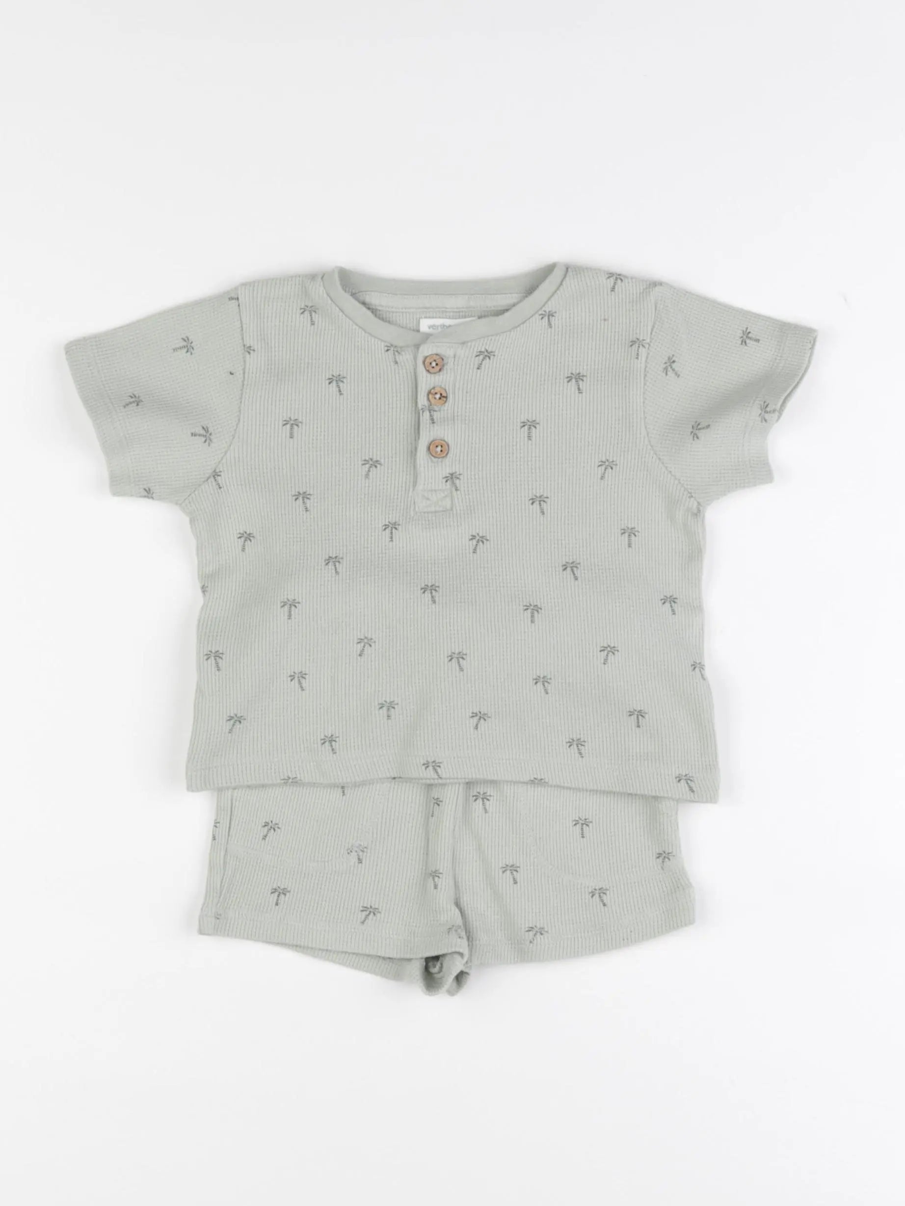 Vertbaudet - pyjama coton vert - 12 mois