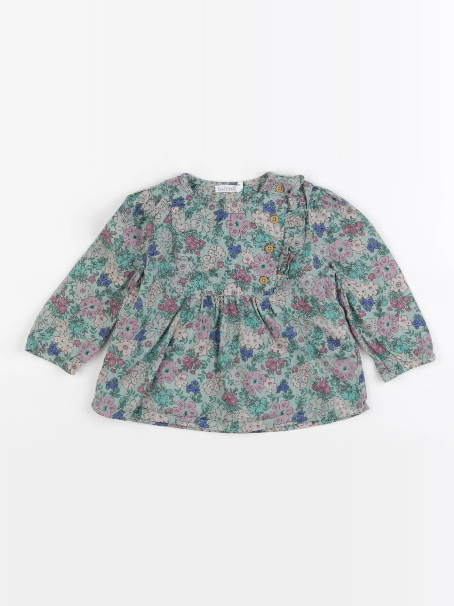 Boutchou - blouse vert - 3 mois