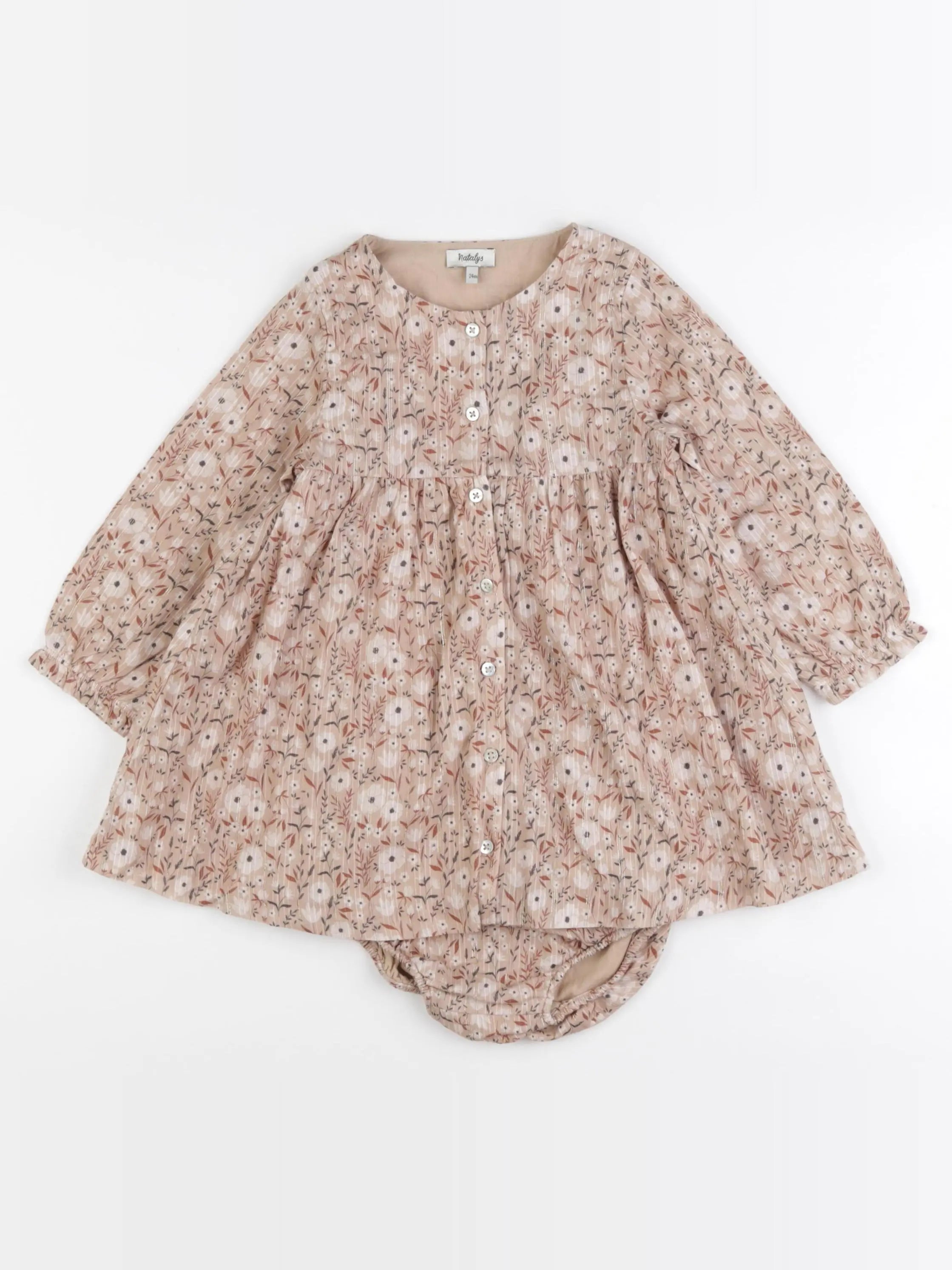 Natalys - robe beige, marron - 24 mois