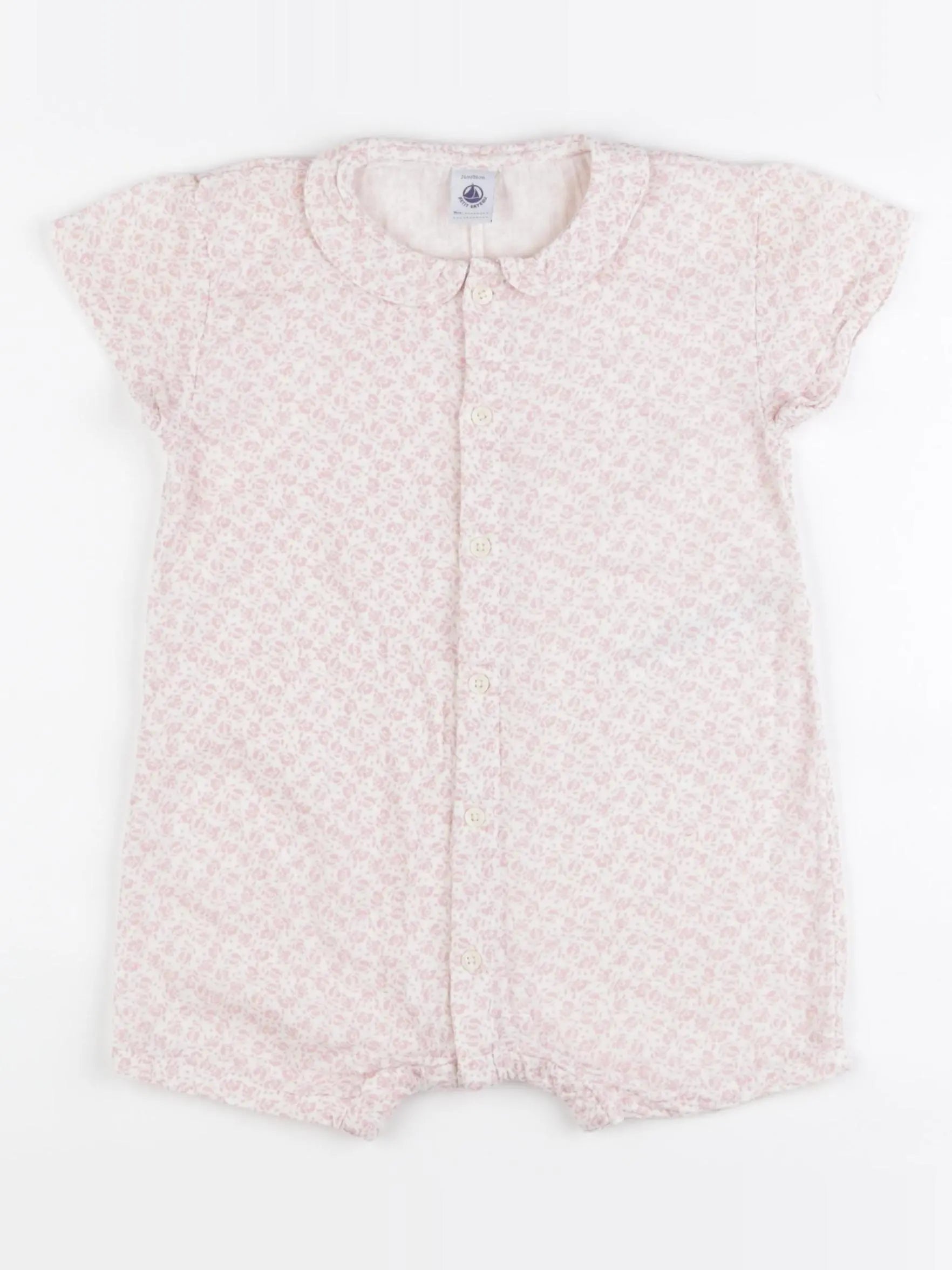 Petit Bateau - combinaison blanc, rose - 24 mois