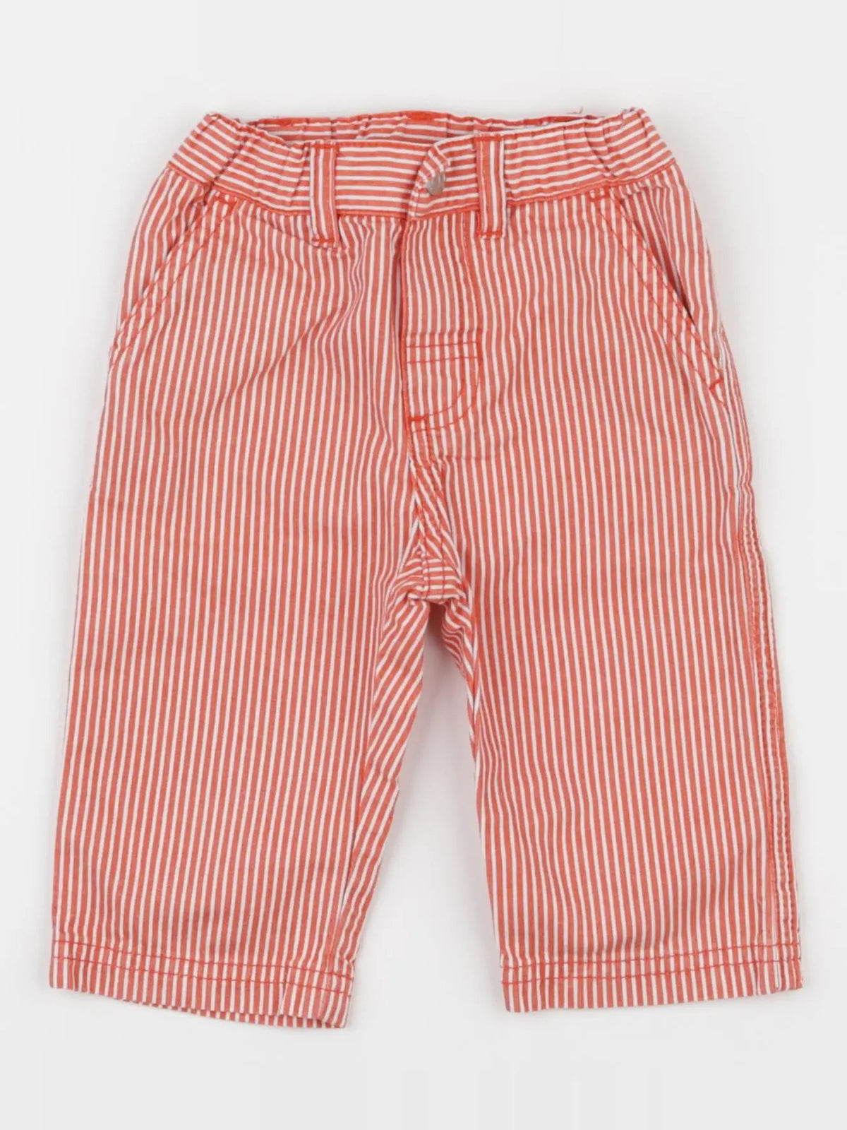 Petit Bateau - pantalon blanc, rouge - 6 mois