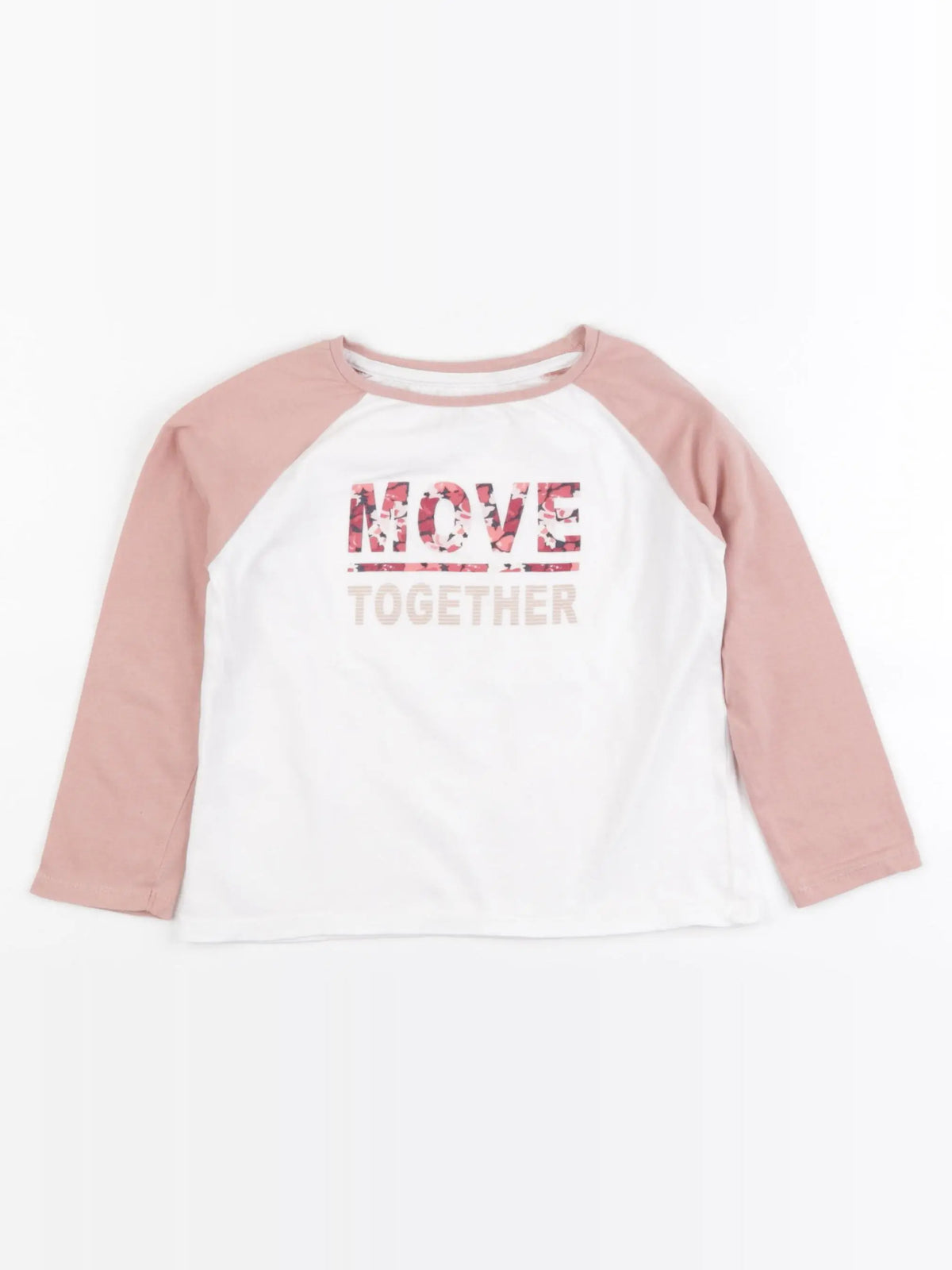 Vertbaudet - tee-shirt blanc, rose - 4 ans