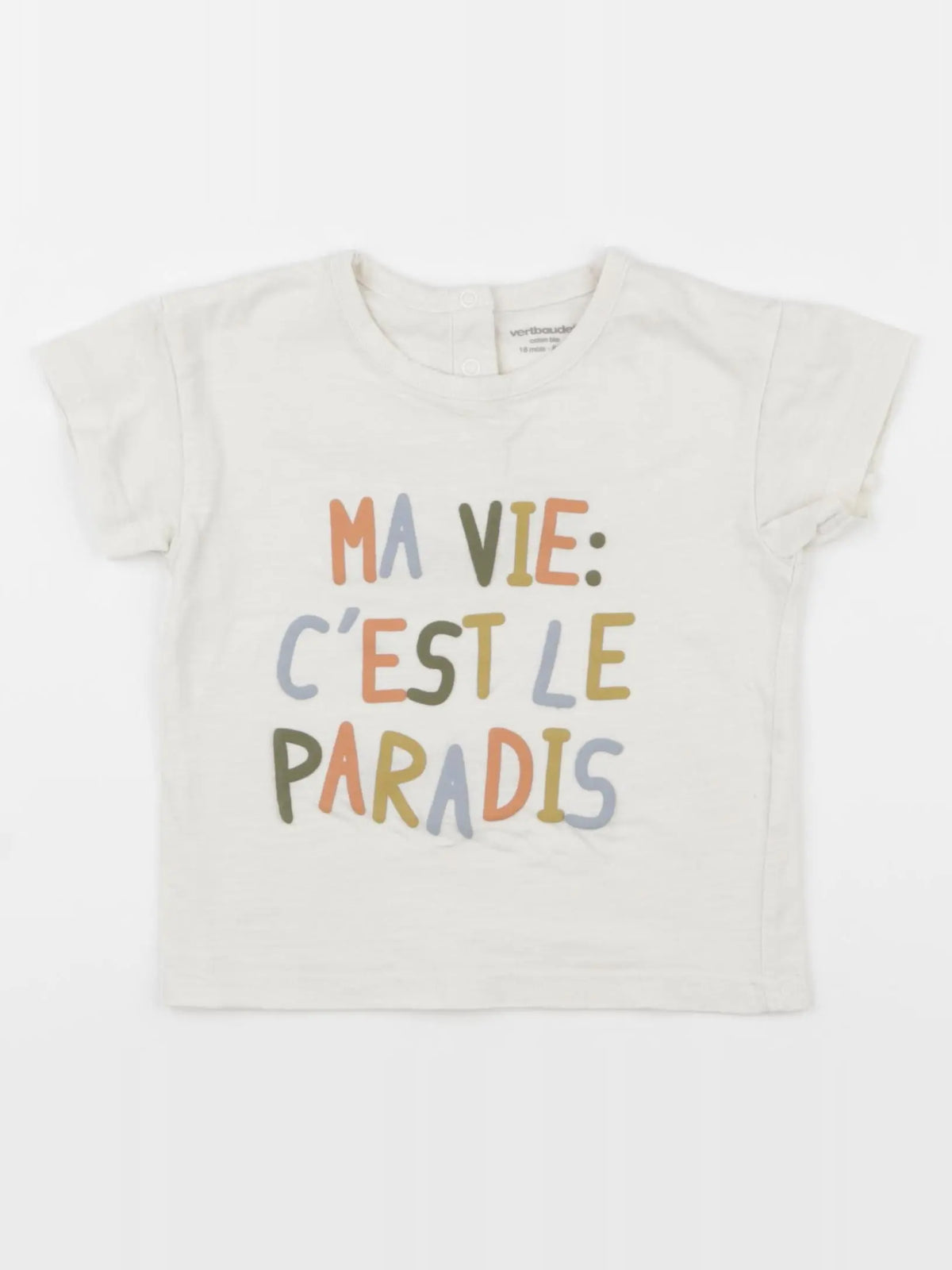 Vertbaudet - tee-shirt beige - 18 mois