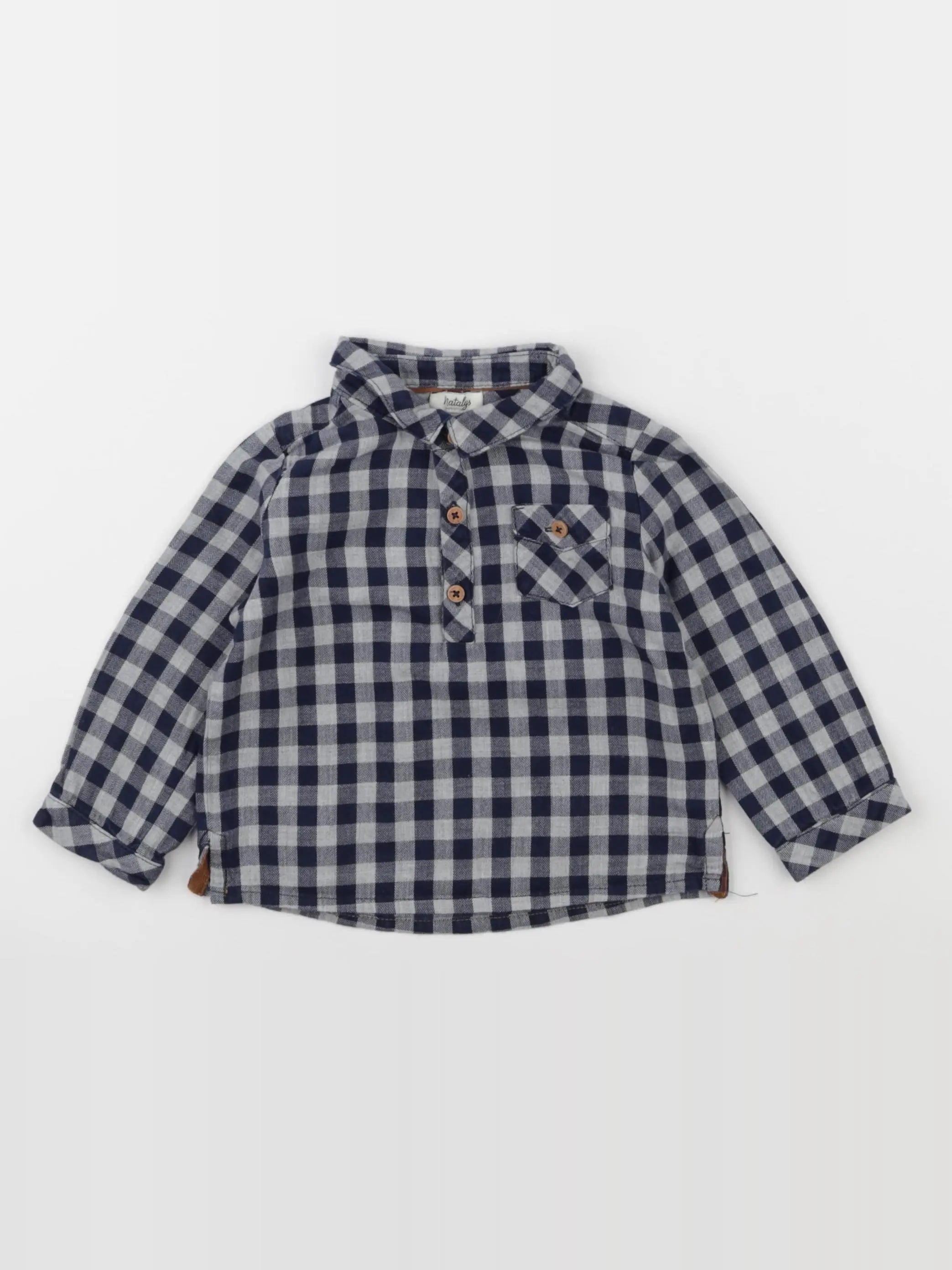 Natalys - chemise bleu - 12 mois