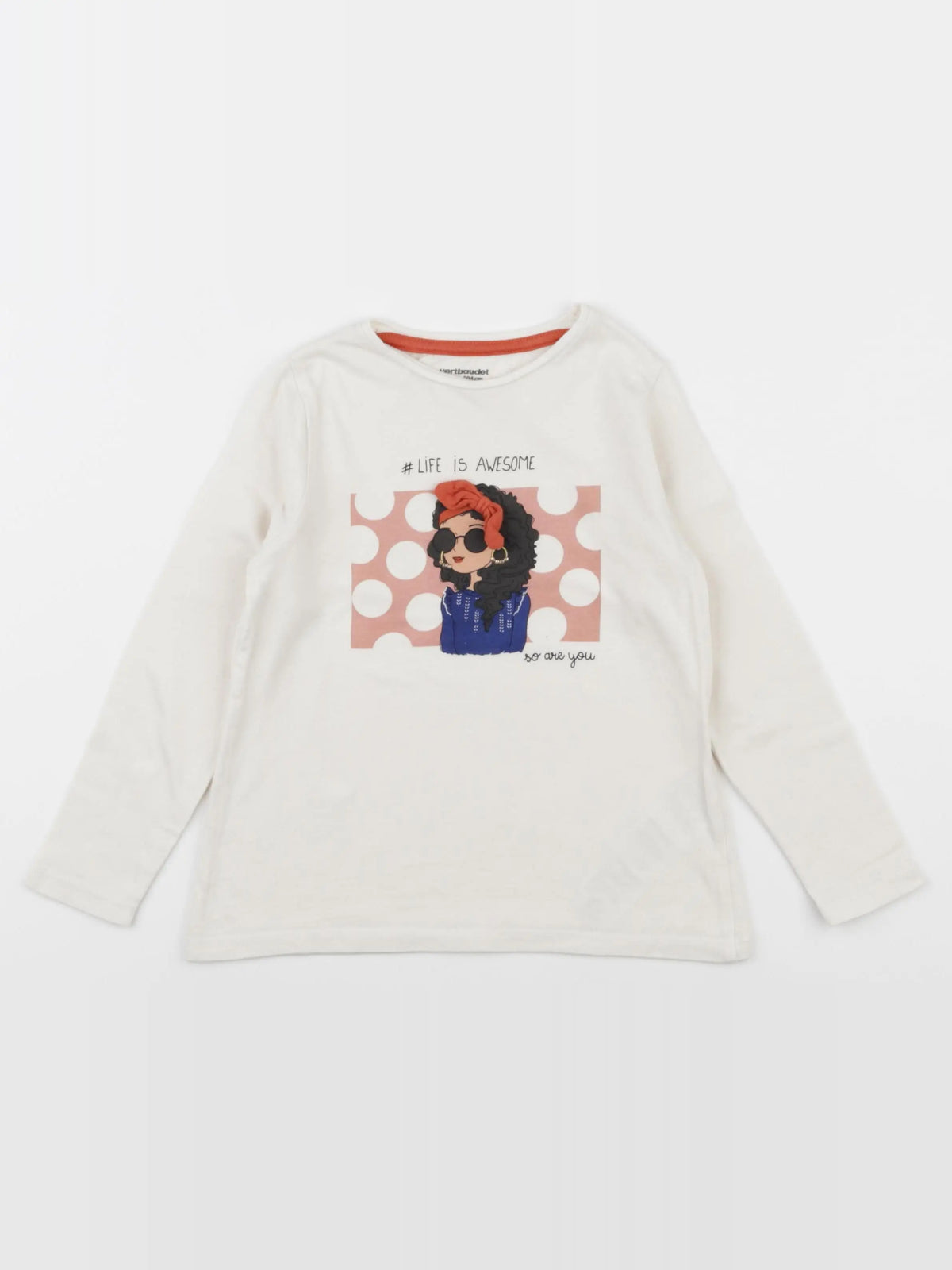 Vertbaudet - tee-shirt beige - 4 ans