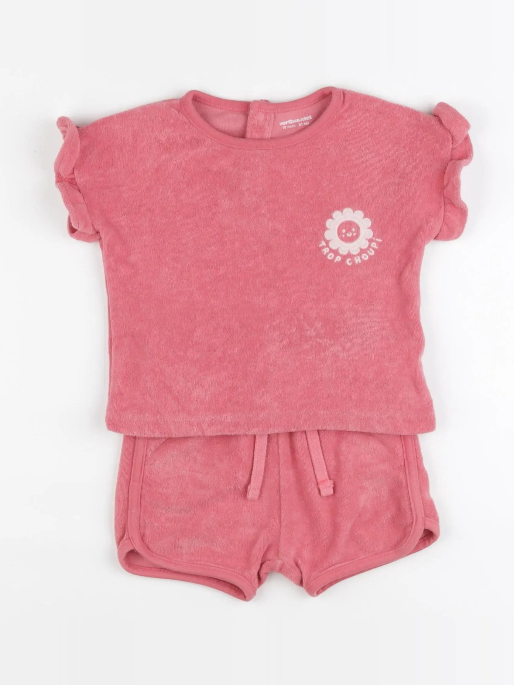 Vertbaudet - ensemble rose - 18 mois