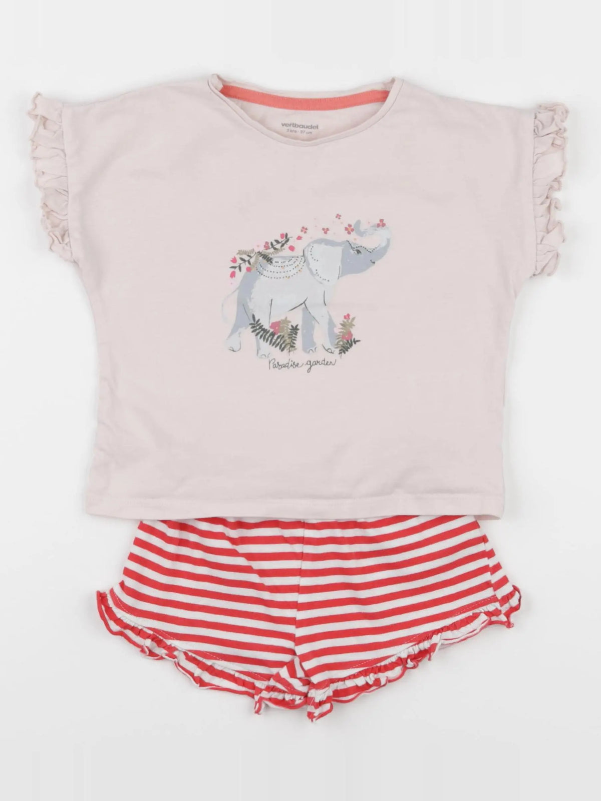 Vertbaudet - pyjama coton rouge, rose - 3 ans
