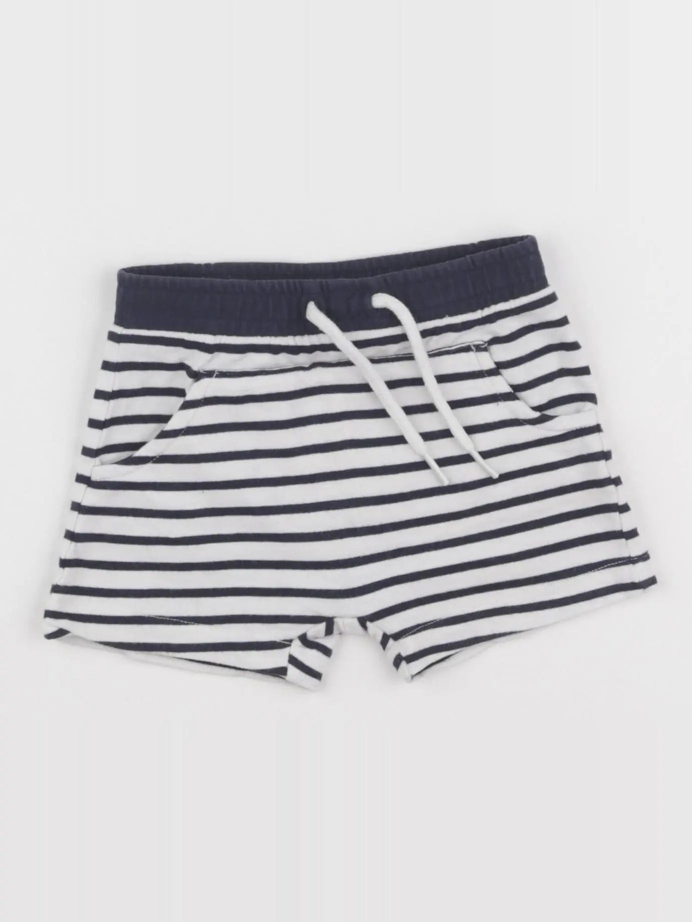 Vertbaudet - short blanc, bleu - 12 mois