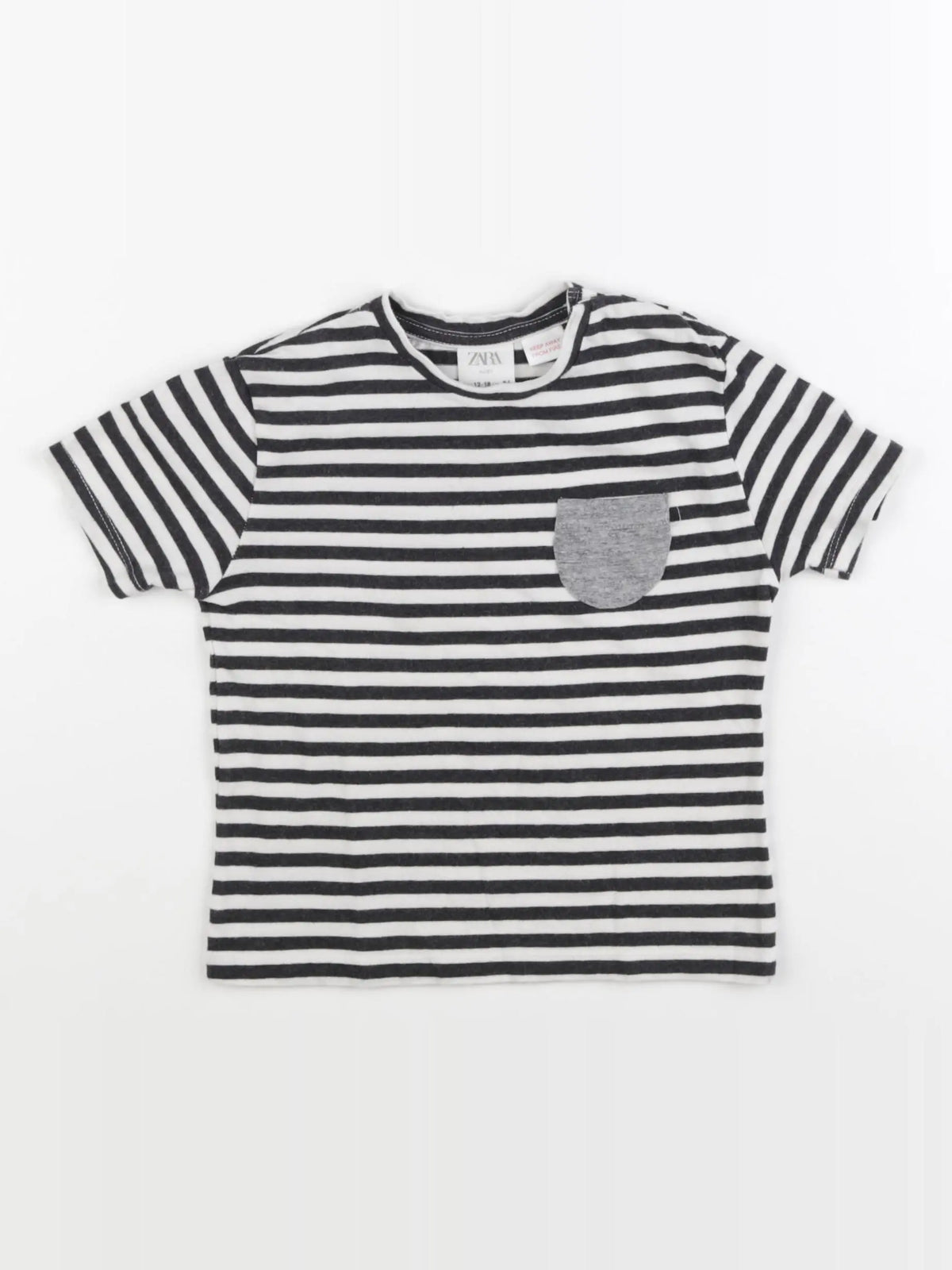 Zara - tee-shirt blanc, bleu - 12/18 mois