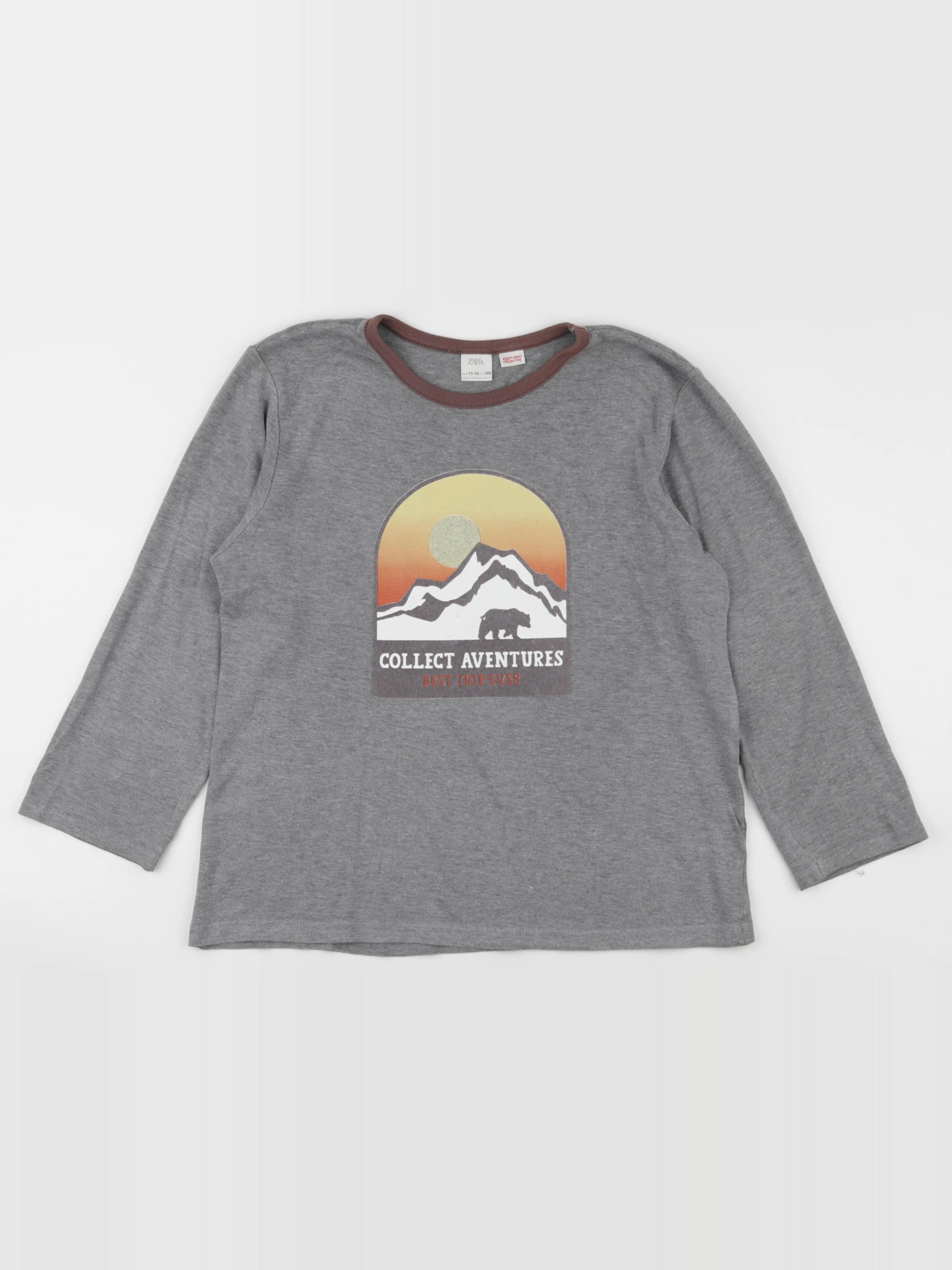 Zara - tee-shirt gris - 11/12 ans