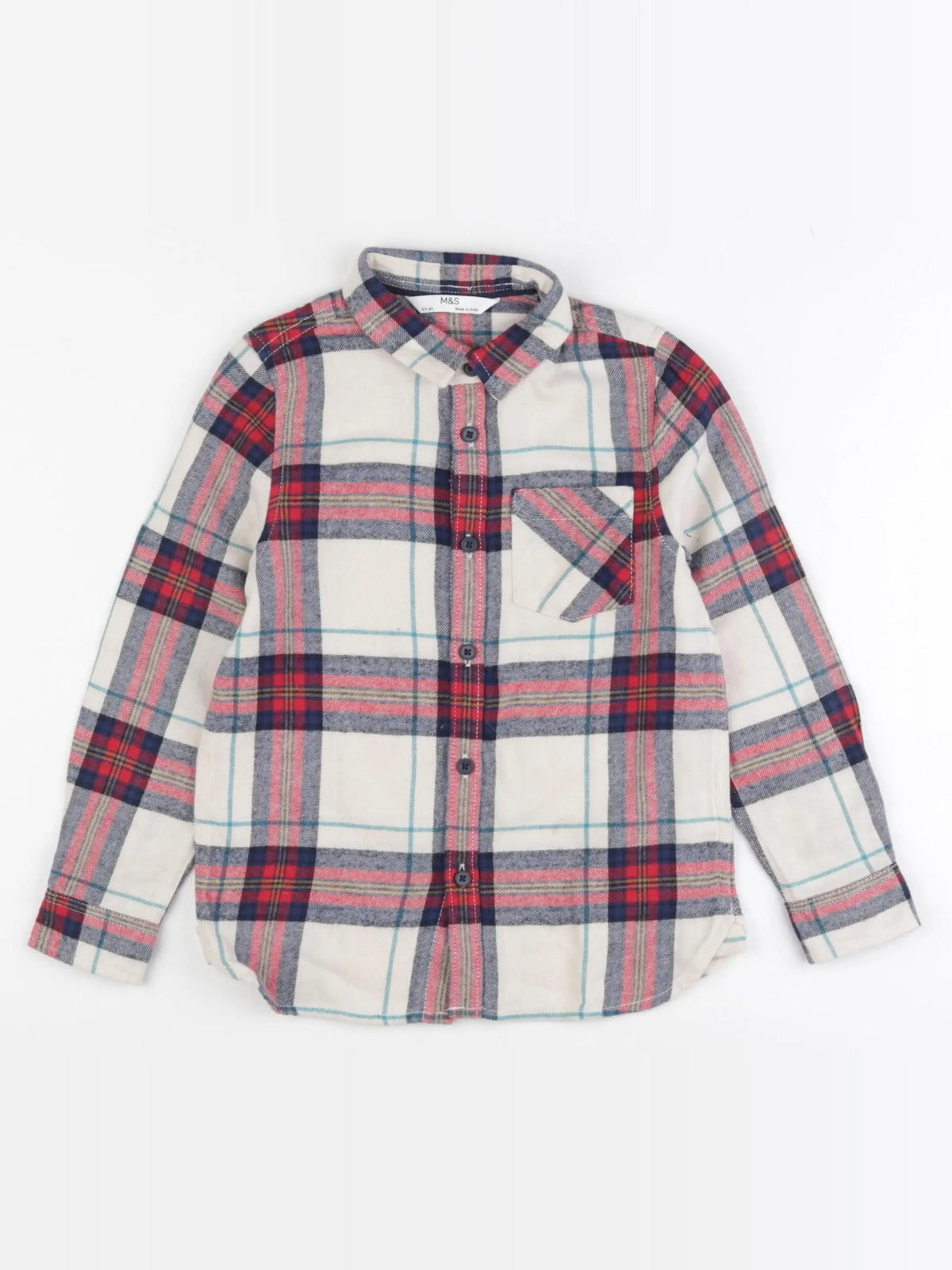 Marks & Spencer  - chemise blanc, rouge, bleu - 4/5 ans