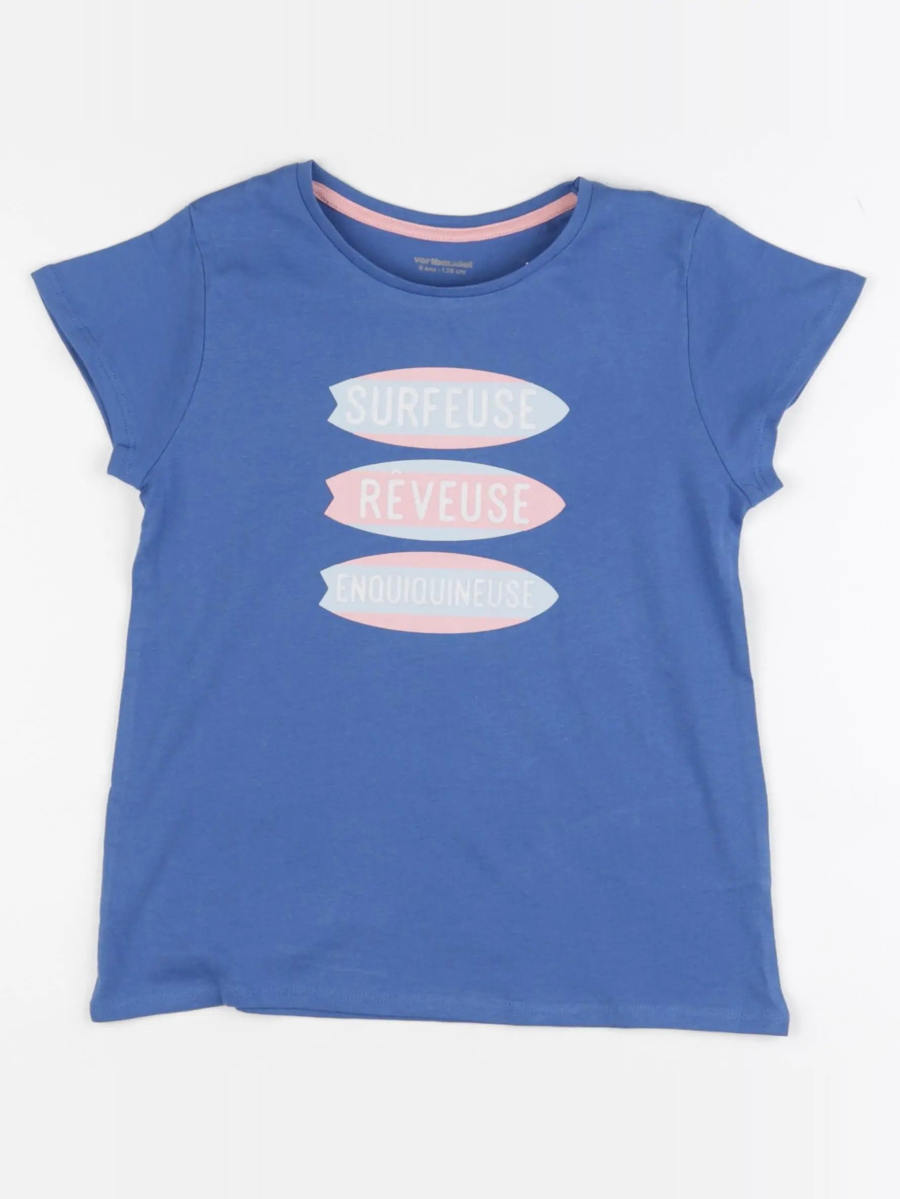 Vertbaudet - tee-shirt bleu - 8 ans
