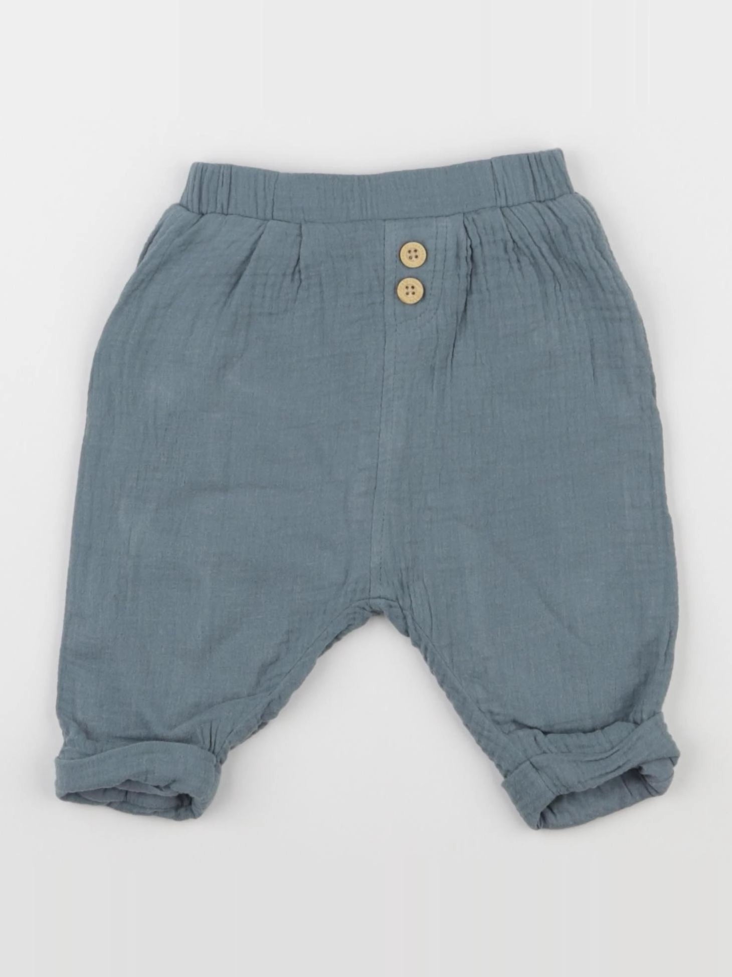 Vertbaudet - pantalon doublé bleu - 6 mois