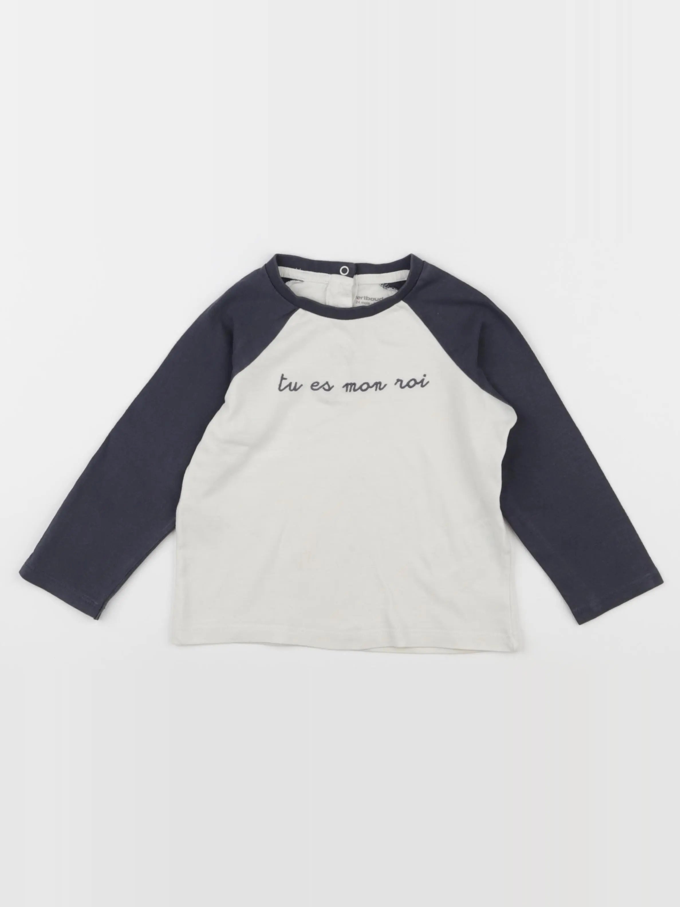Vertbaudet - tee-shirt bleu, blanc - 24 mois